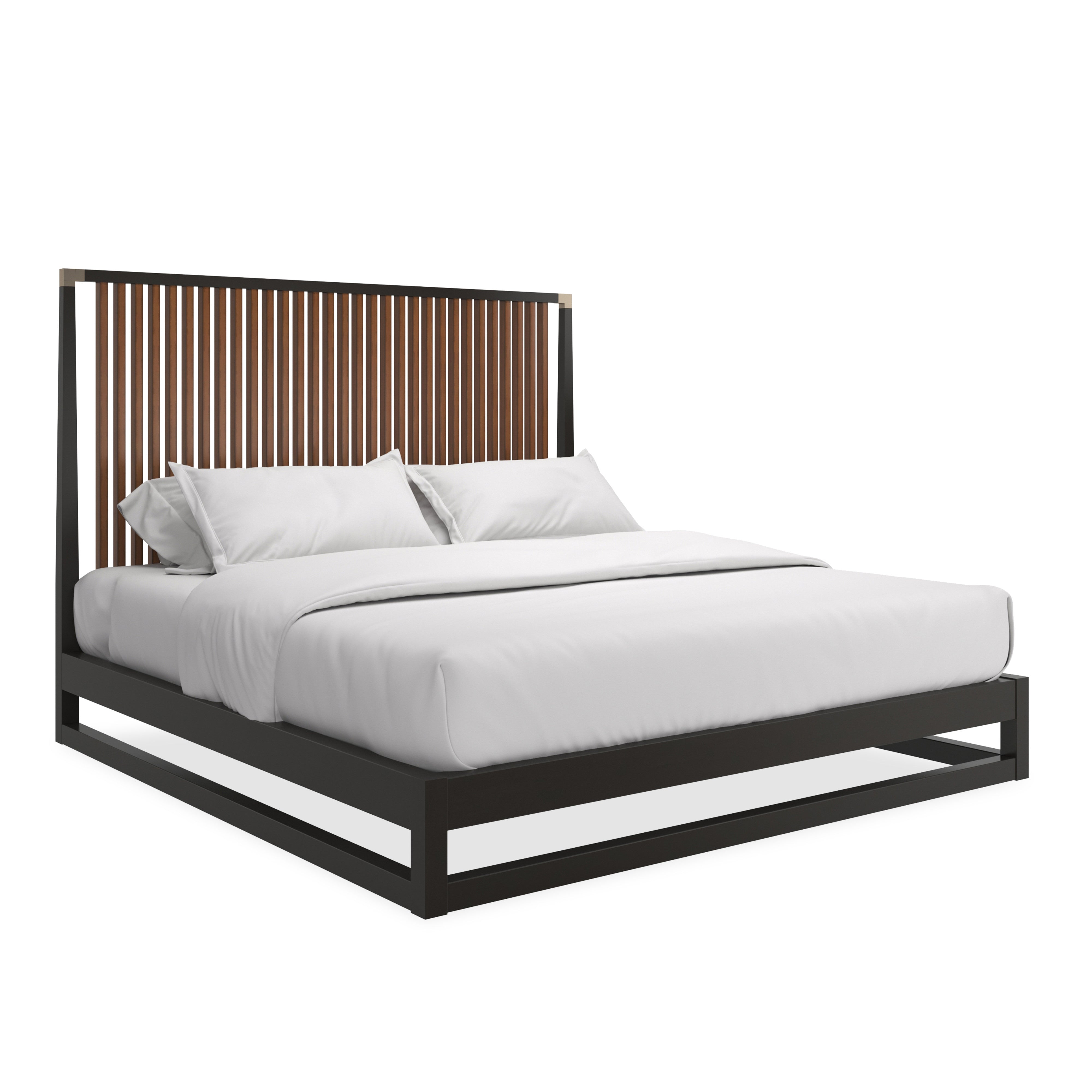 Pinstripe Slatted Bed Dark - Kg