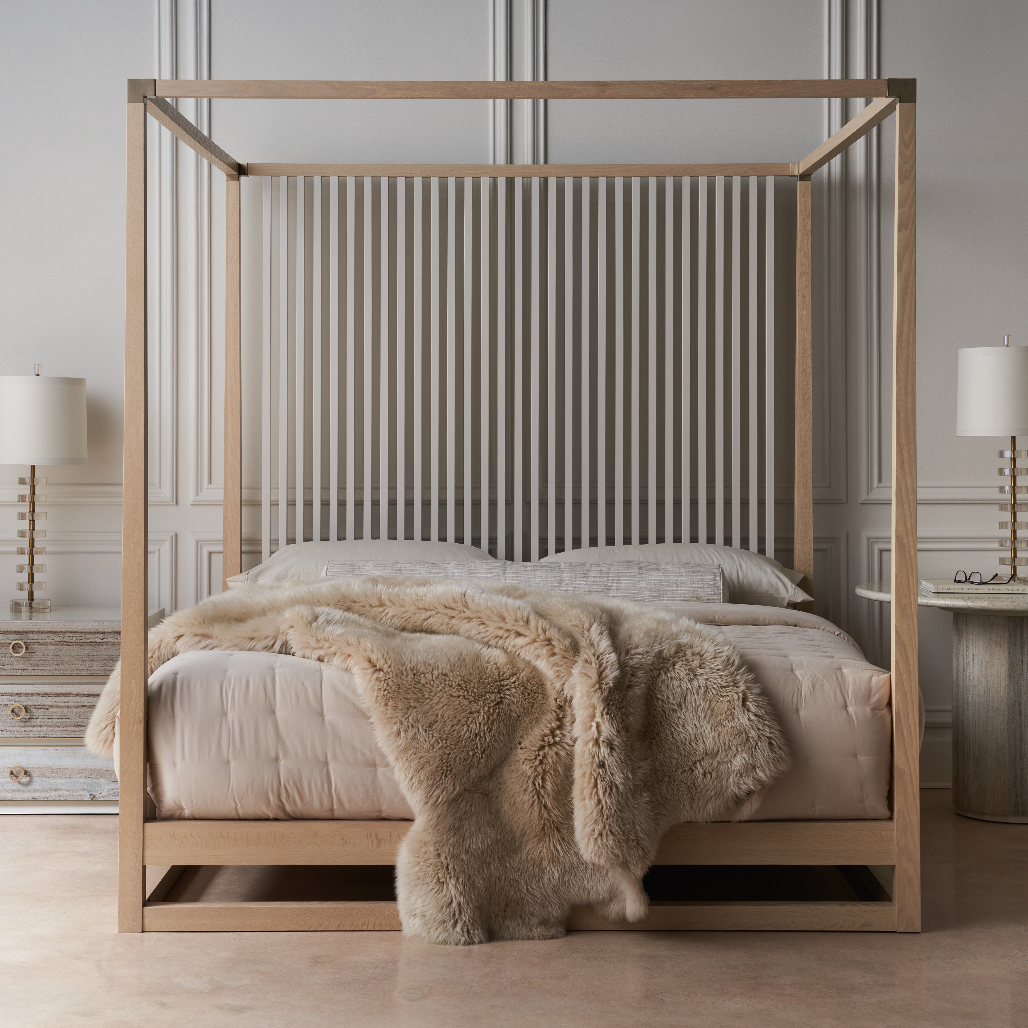 room with Pinstripe Light Bed - King