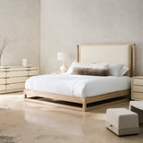 room with Pinstripe Uph Bed Light - Kg