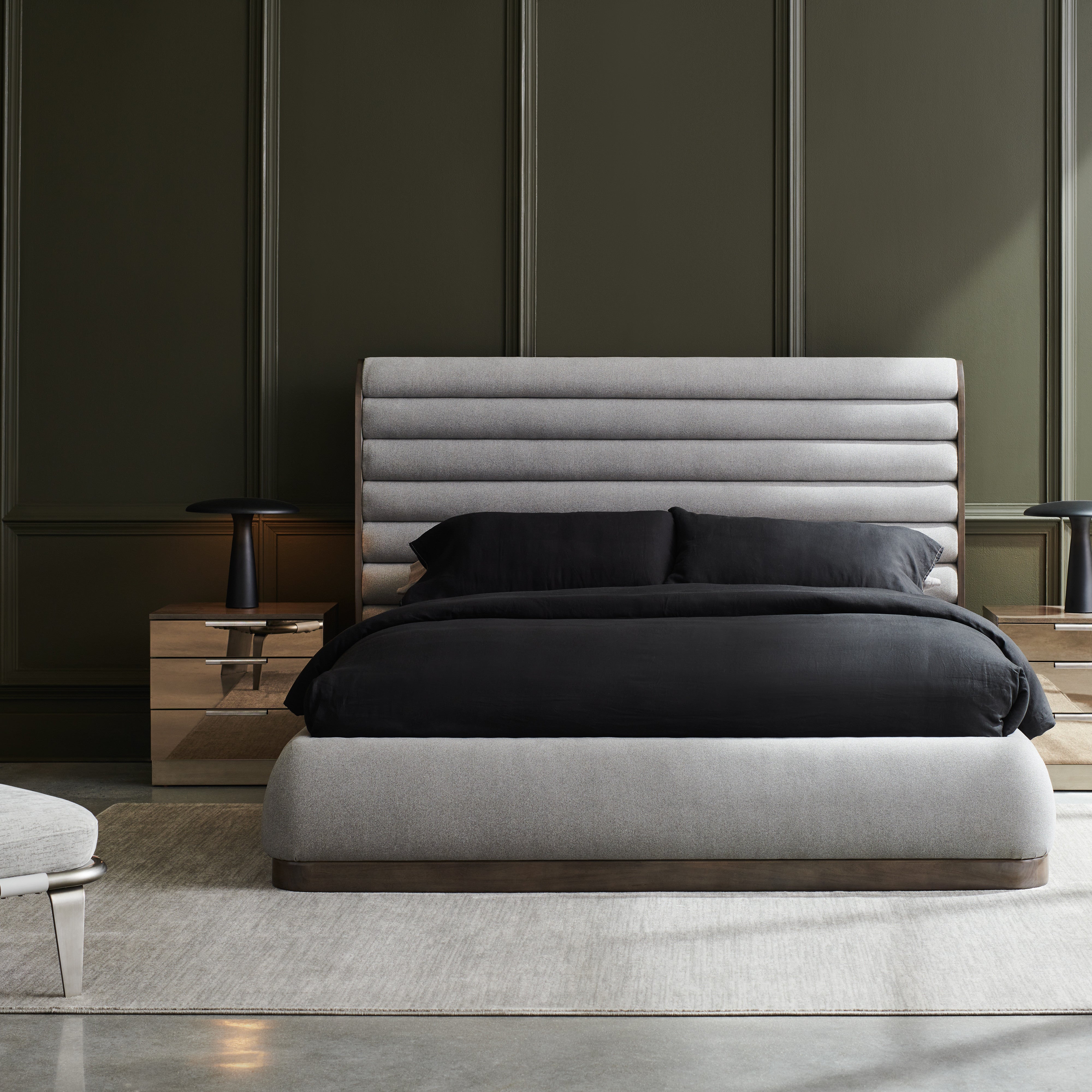 room with La Moda Uph Panel Bed - King