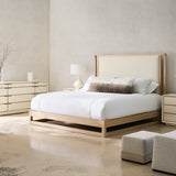 room with Pinstripe Uph Bed Light - Kg