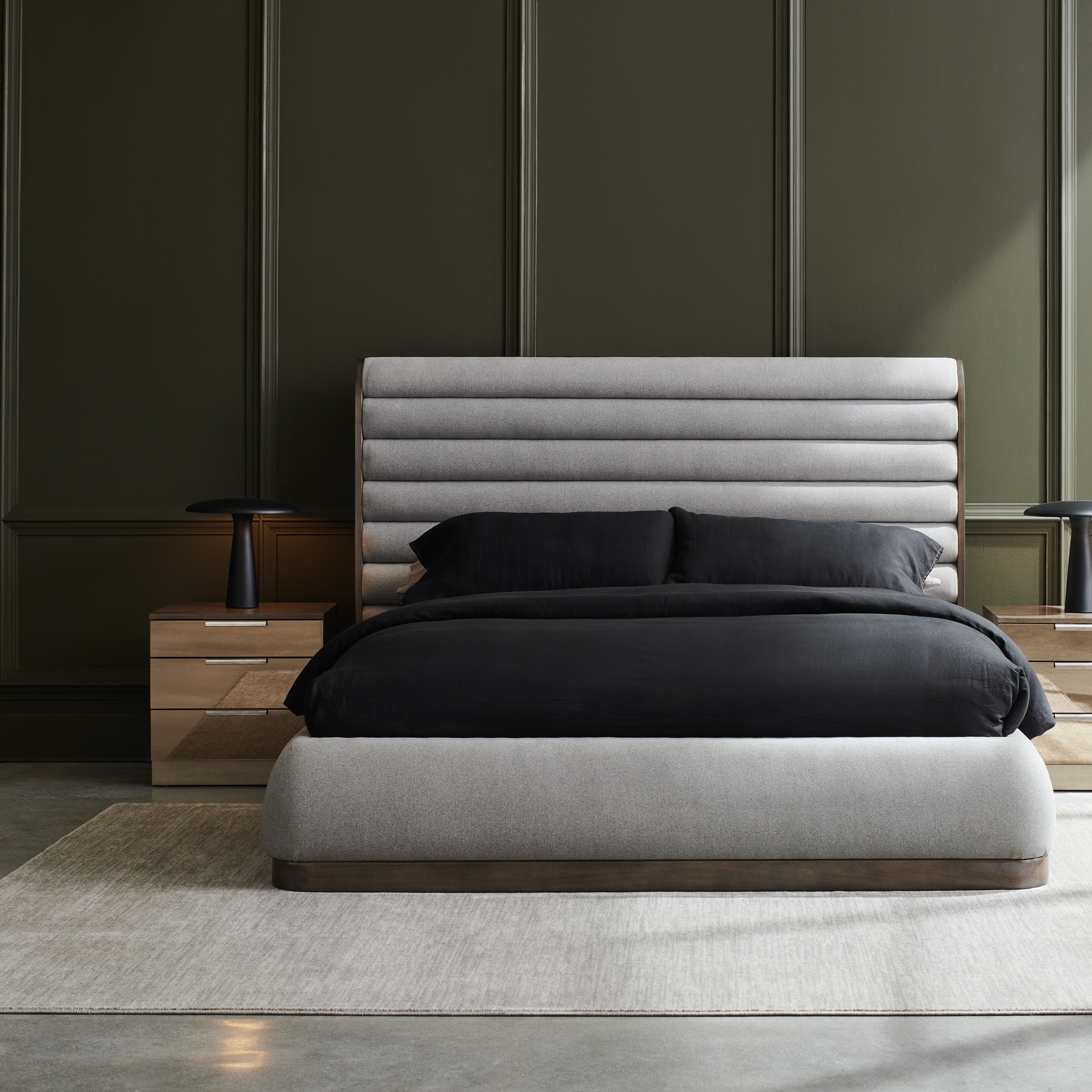 room with La Moda Uph Panel Bed - King