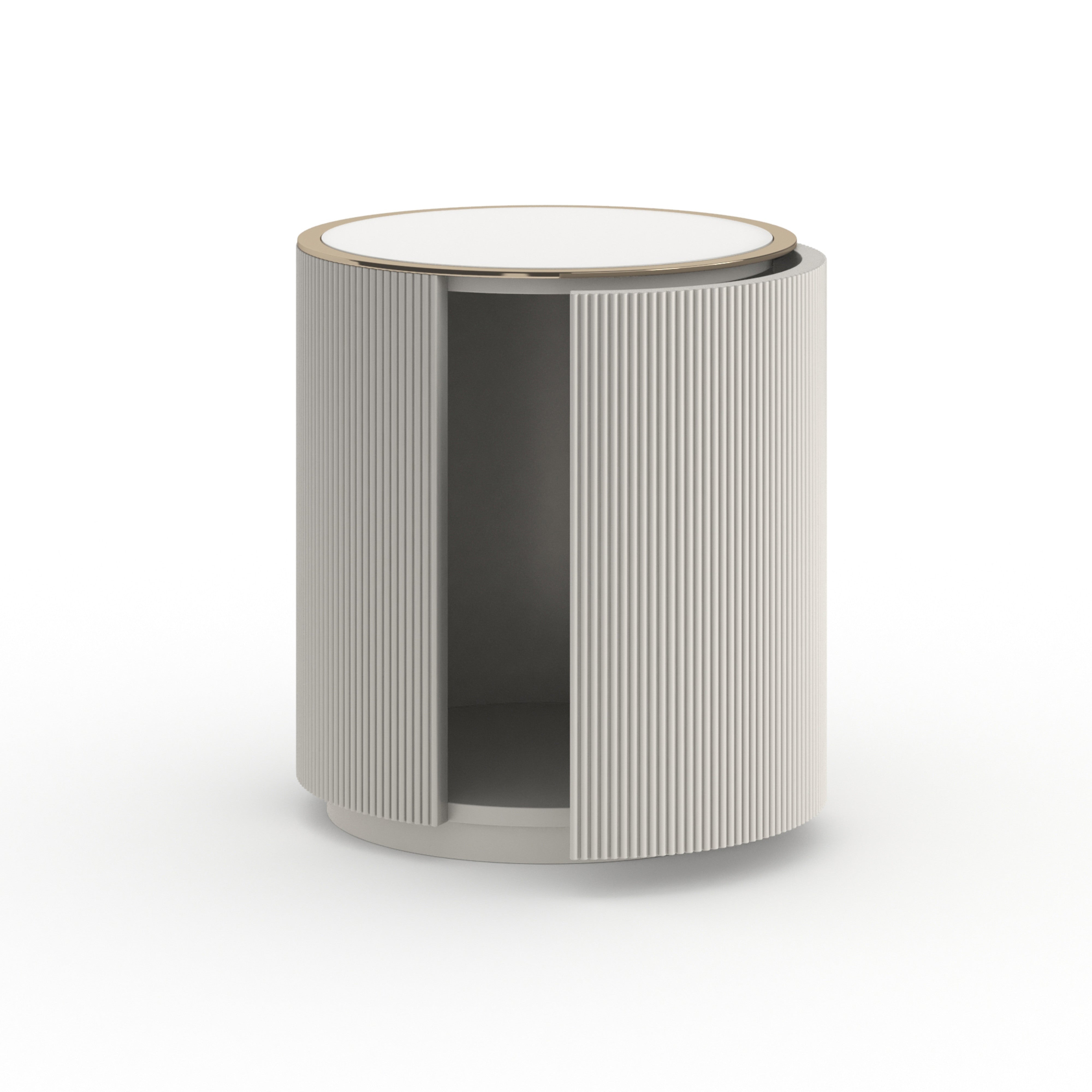 Love Round End Table - Matte Pearl