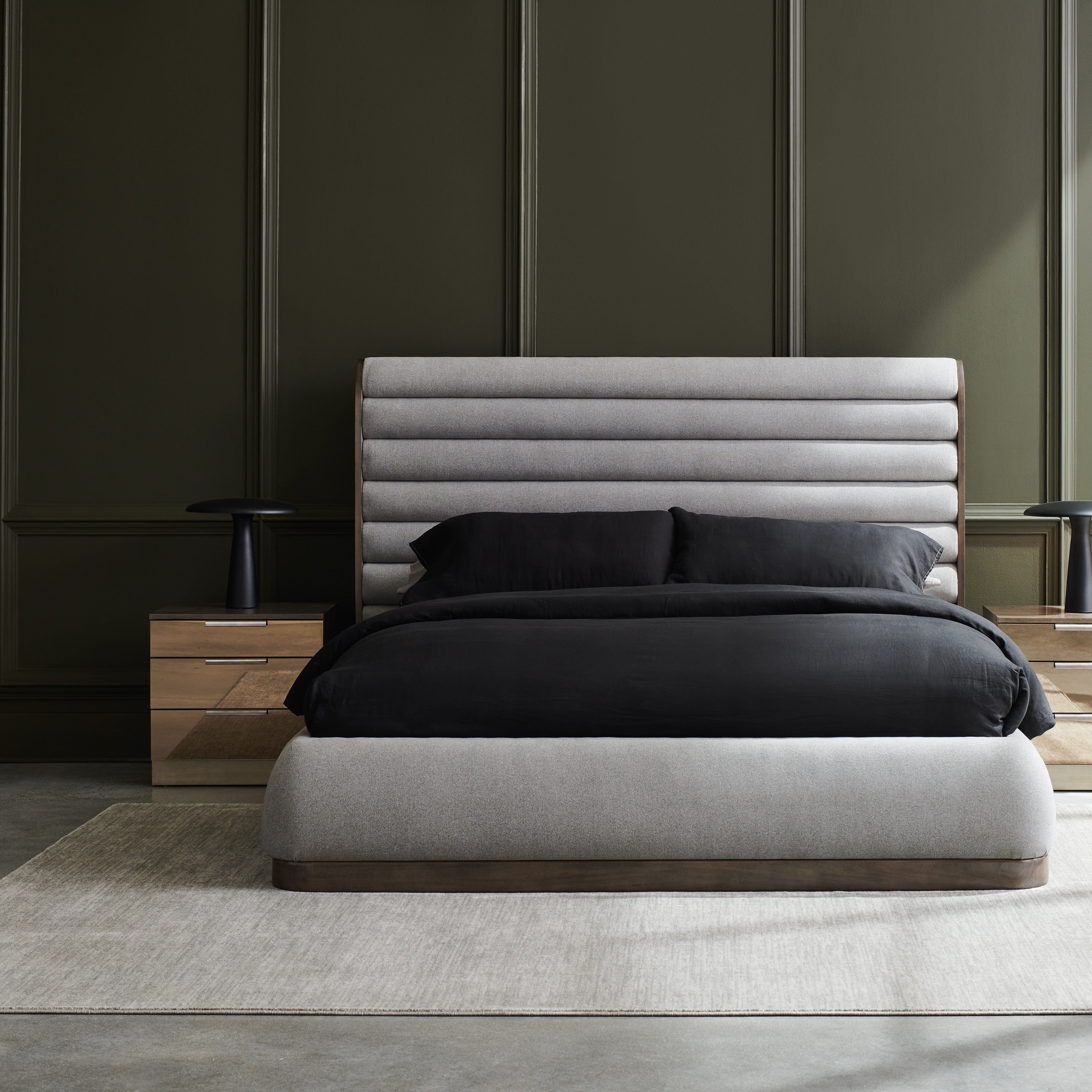 room with La Moda Uph Panel Bed - King