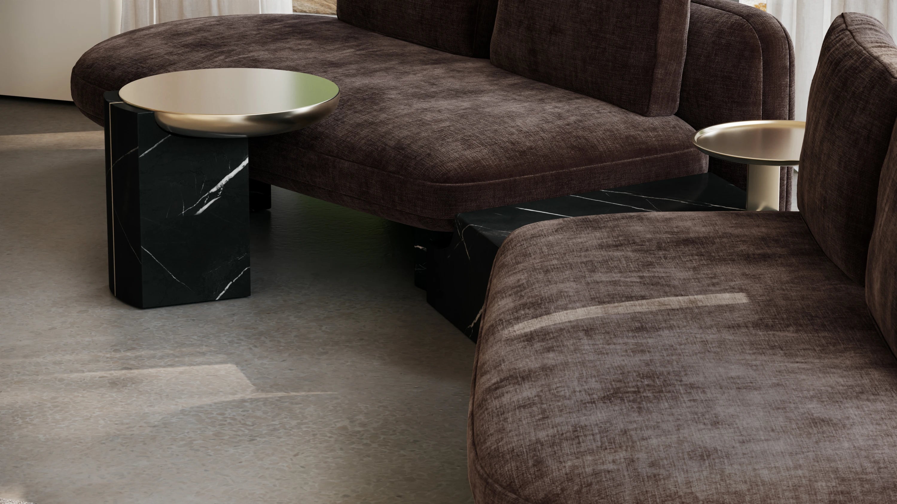 Overlap Armless Loveseat Dk Taupe - detail 2.0