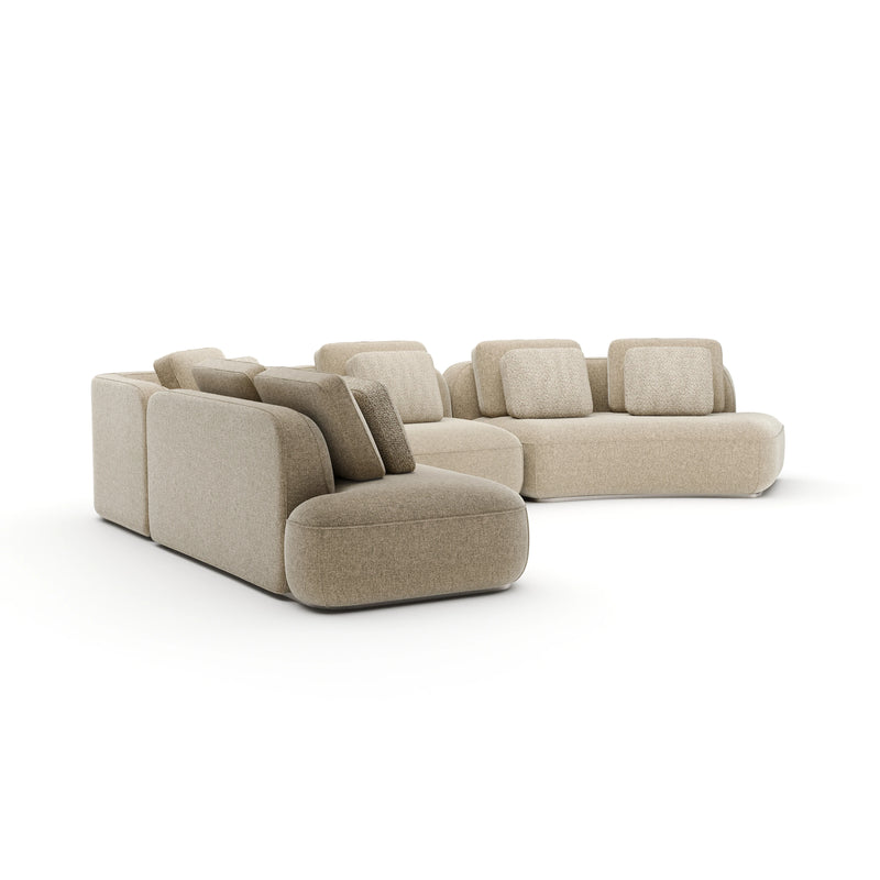 Sasso Large Curved L Sec - Oatmeal