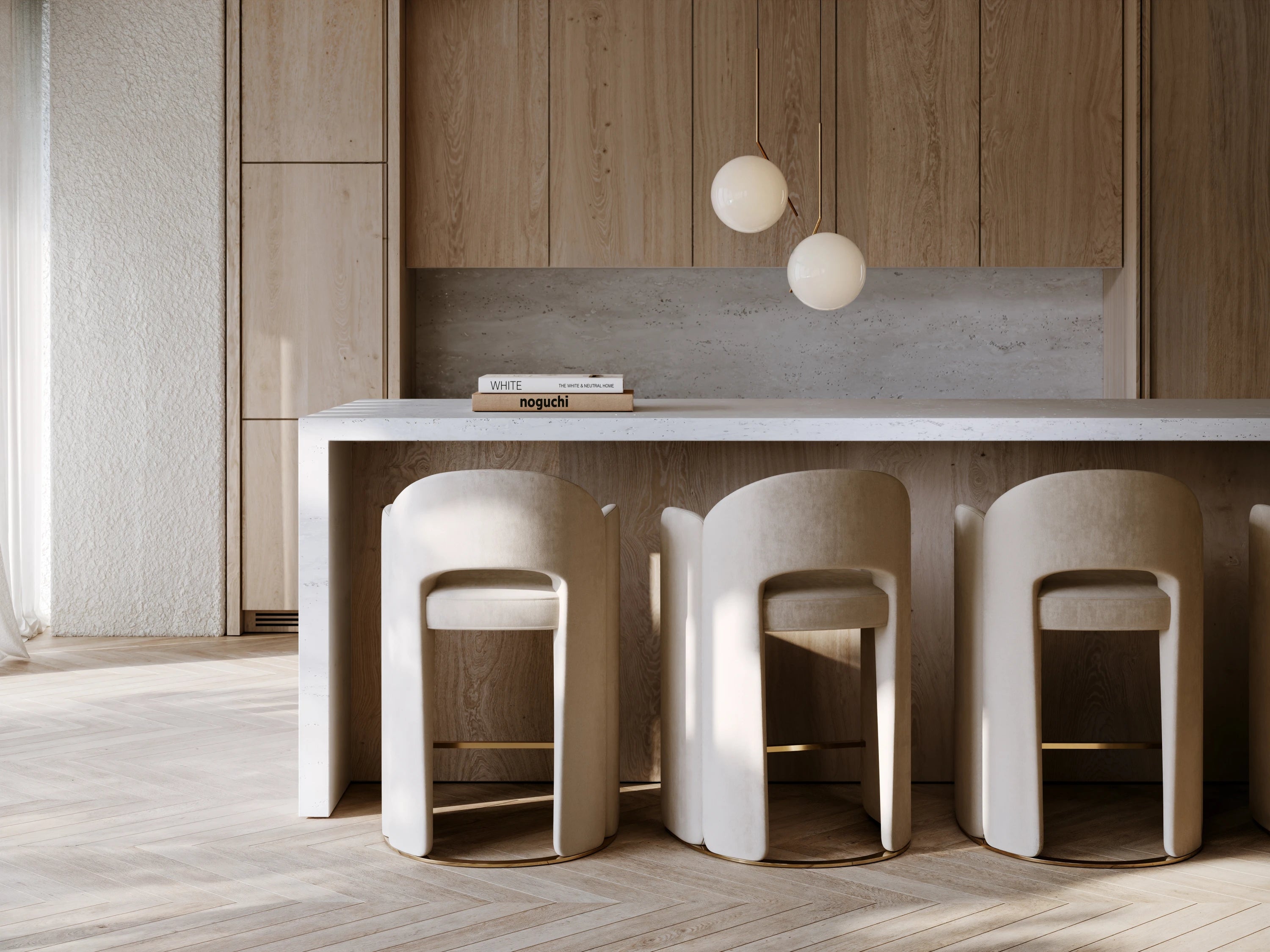 Overlap Counter Stool Ivory in room - angle 1