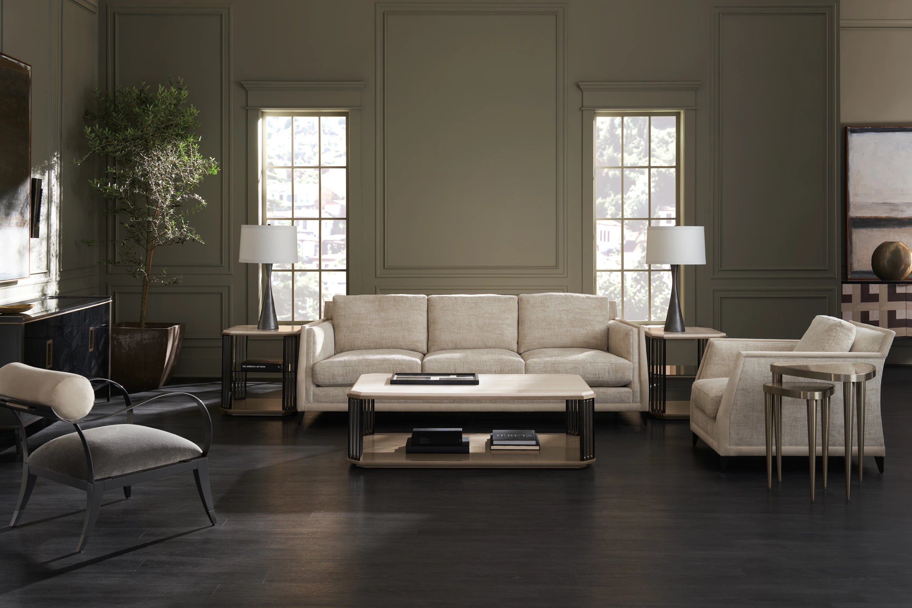 Alloy End Table in room - angle 1