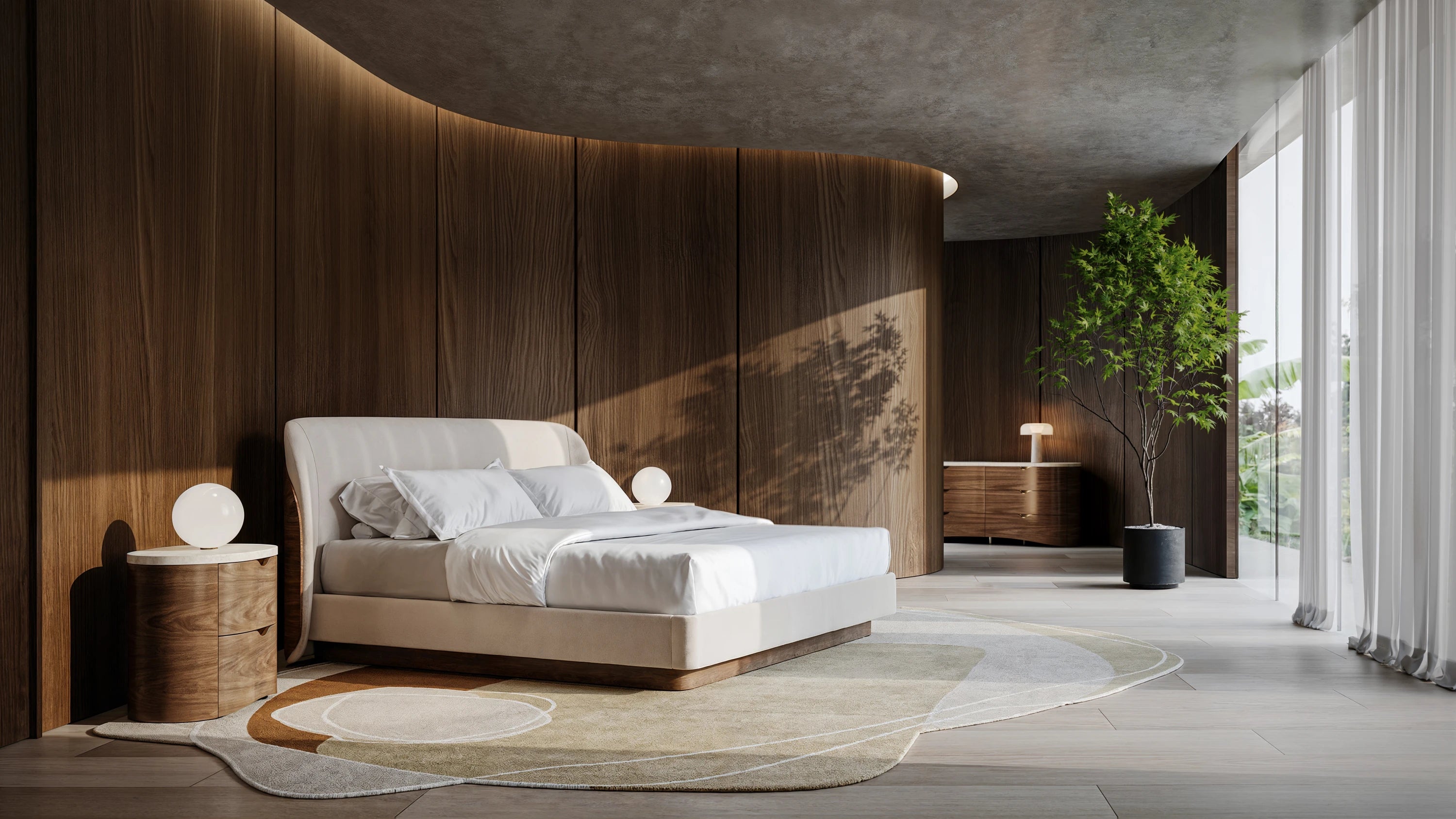 Fleur Uph King Bed in room - angle 1