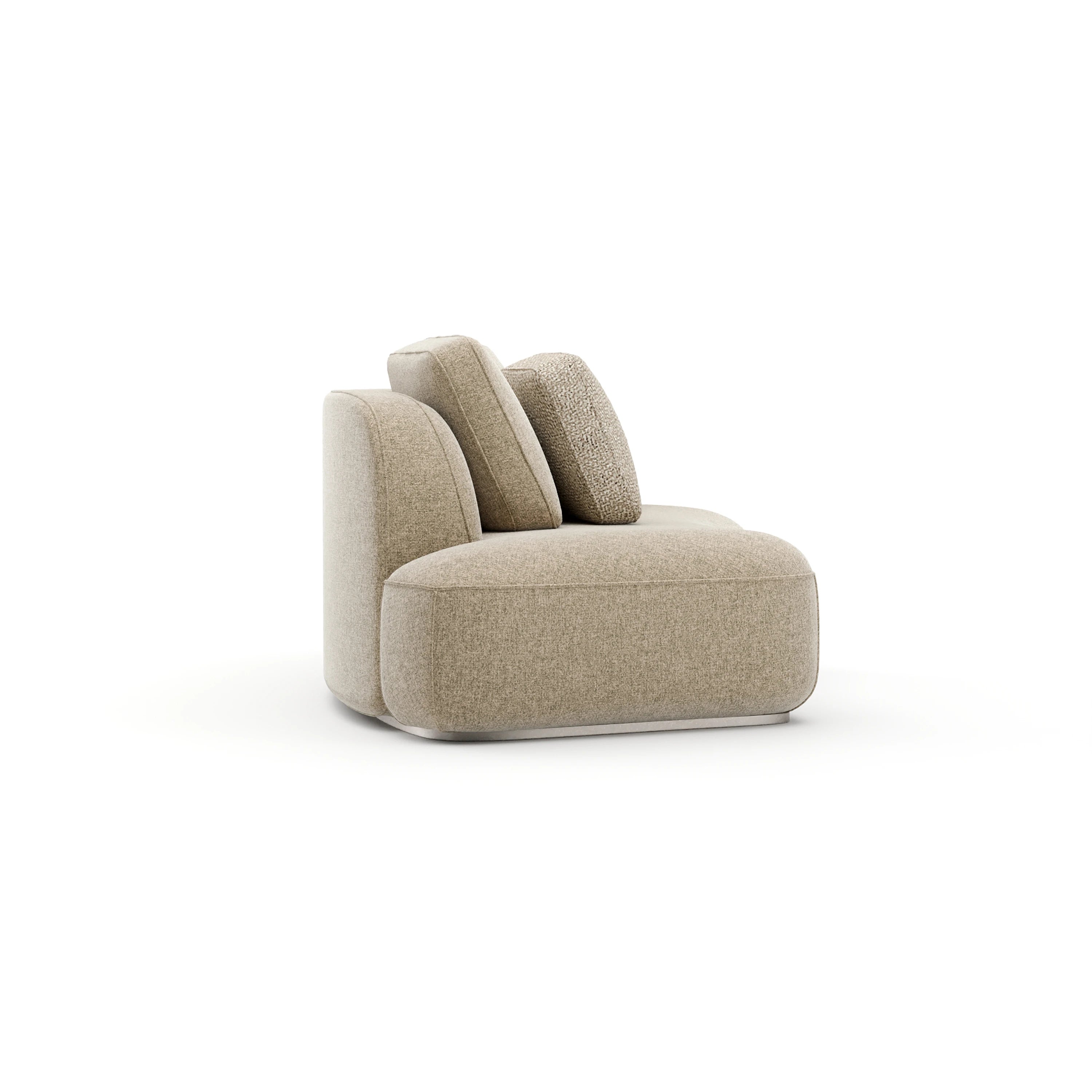 Sasso Laf Curved Armless Loveseat - Oatm - 2nd angle