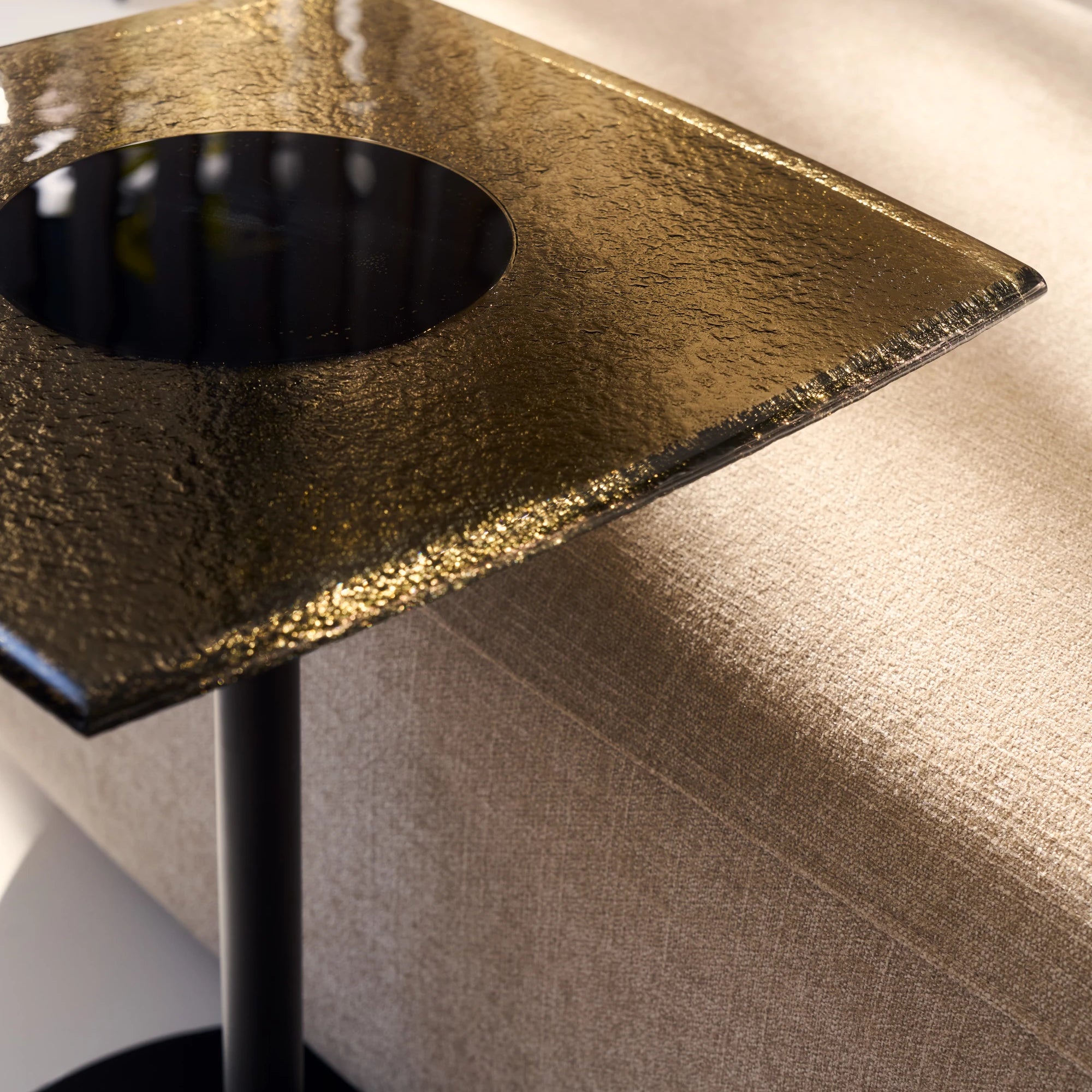 Resurface Bronze Glass Ped Side Table - detail 2.0