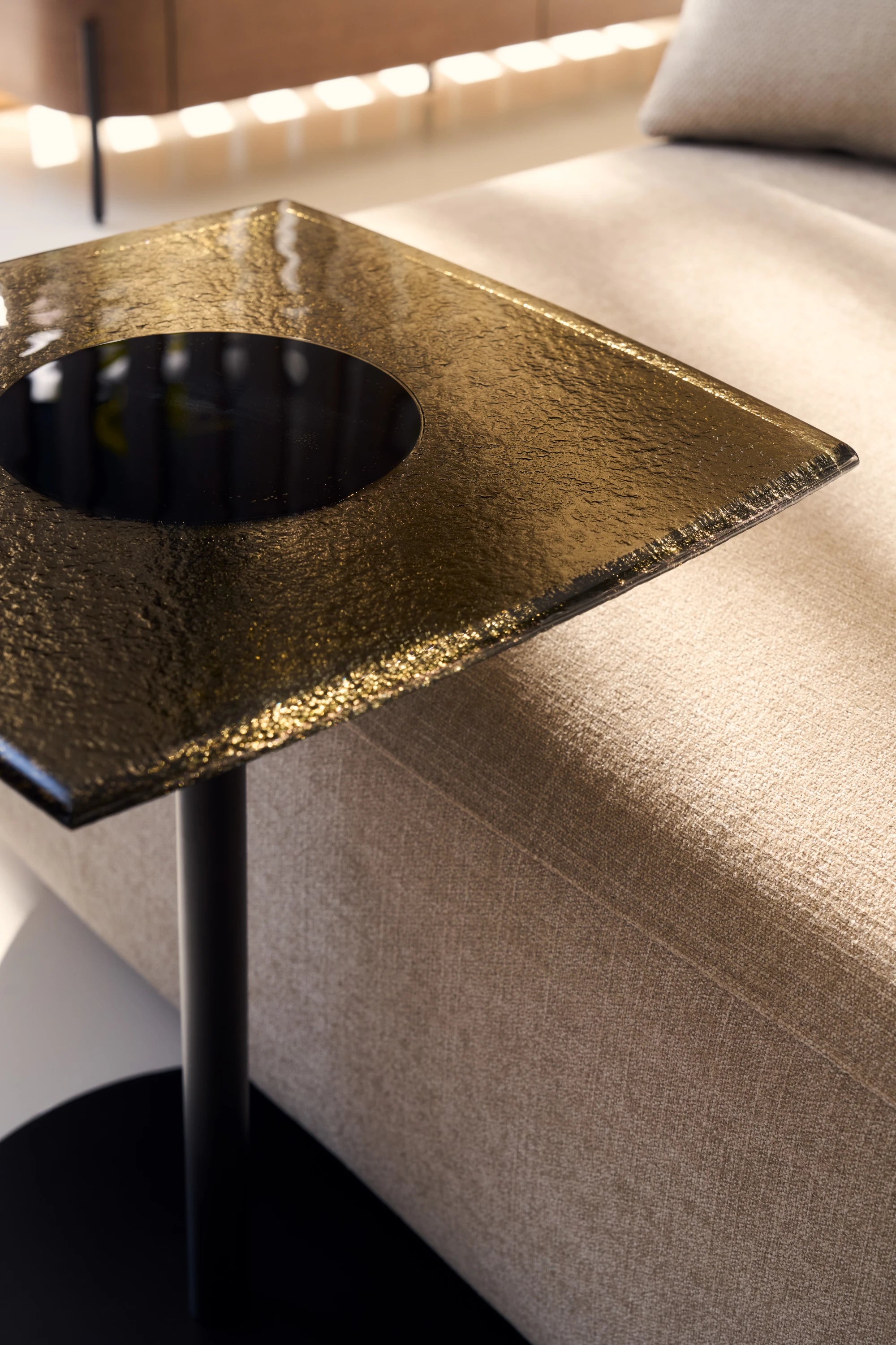 Resurface Bronze Glass Ped Side Table - detail 2.0