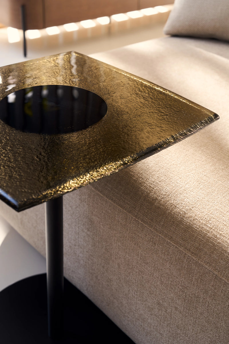 Resurface Bronze Glass Ped Side Table
