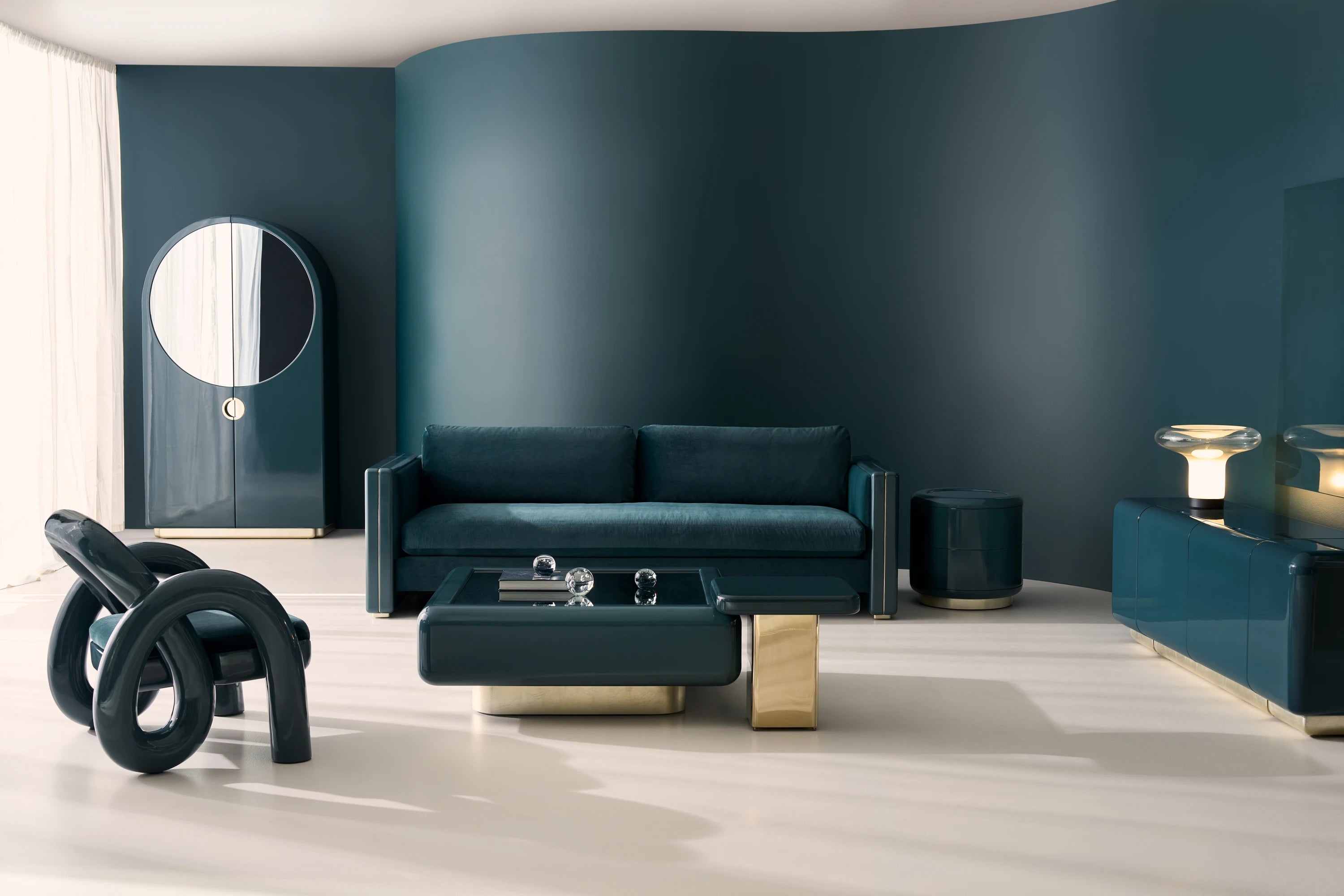 Gelee Cocktail Table - Apatite in room - angle 1