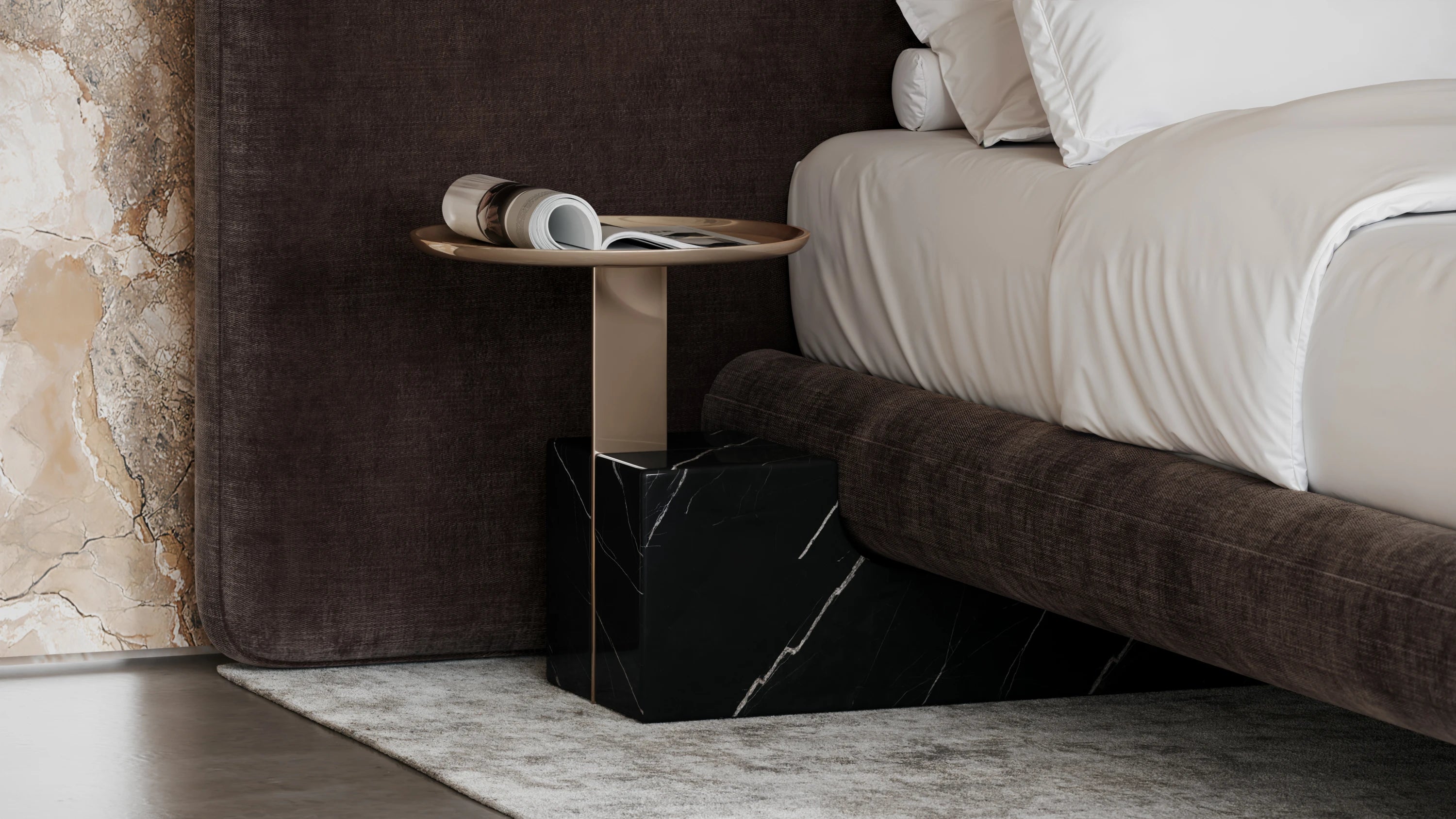 Overlap Uph 2 Pnl Kg Bed Dk Taupe - detail 3.0
