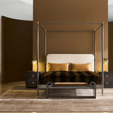 Campaign King Bed With Canopy in room - angle 1