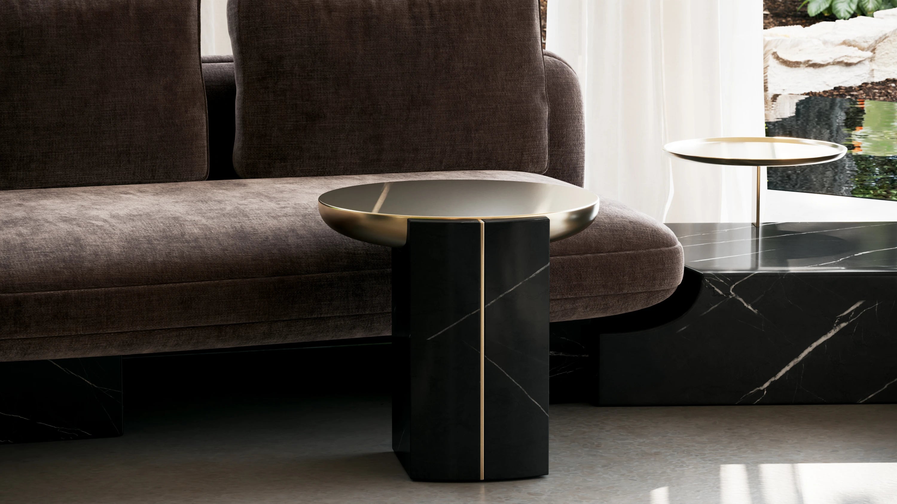 Overlap Round Side Table Dark - detail 2.0