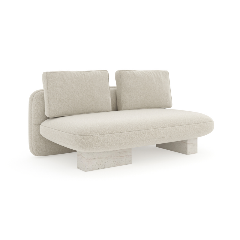 Overlap Armless Loveseat Ecru