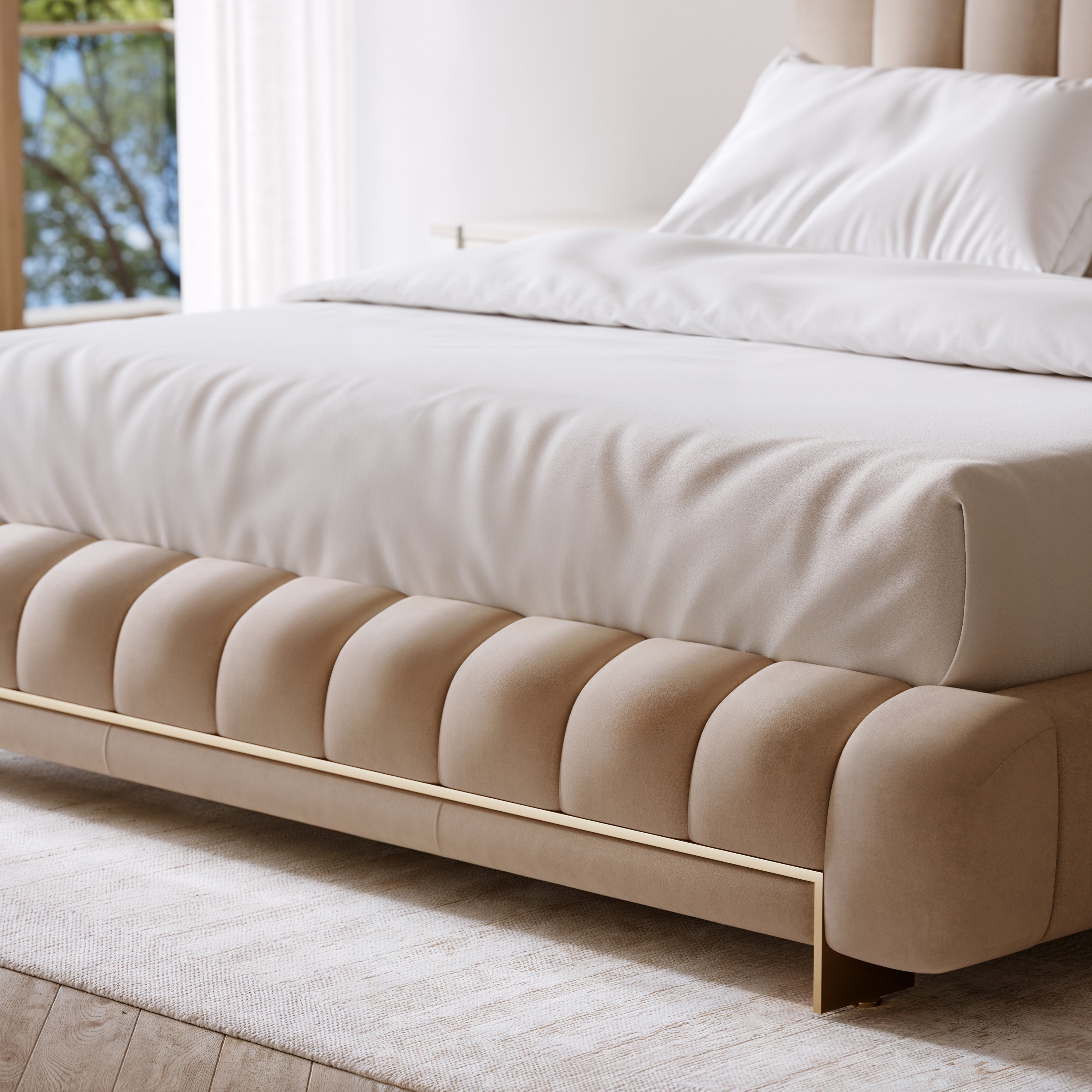 detail of Well Balanced Kg Bed Ecru