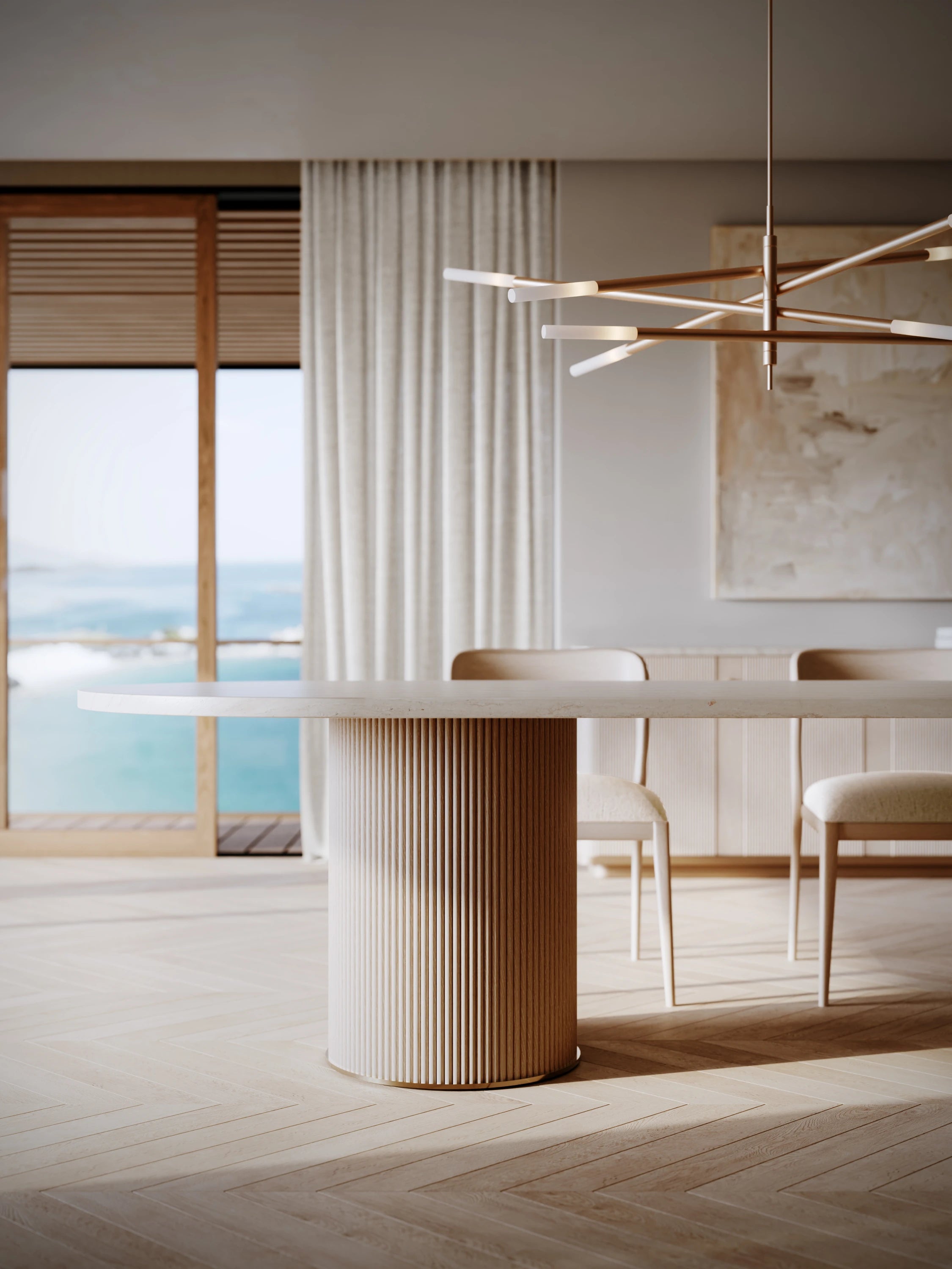 Rhythm  Oval Stone Top Dining Tbl - detail 2.0