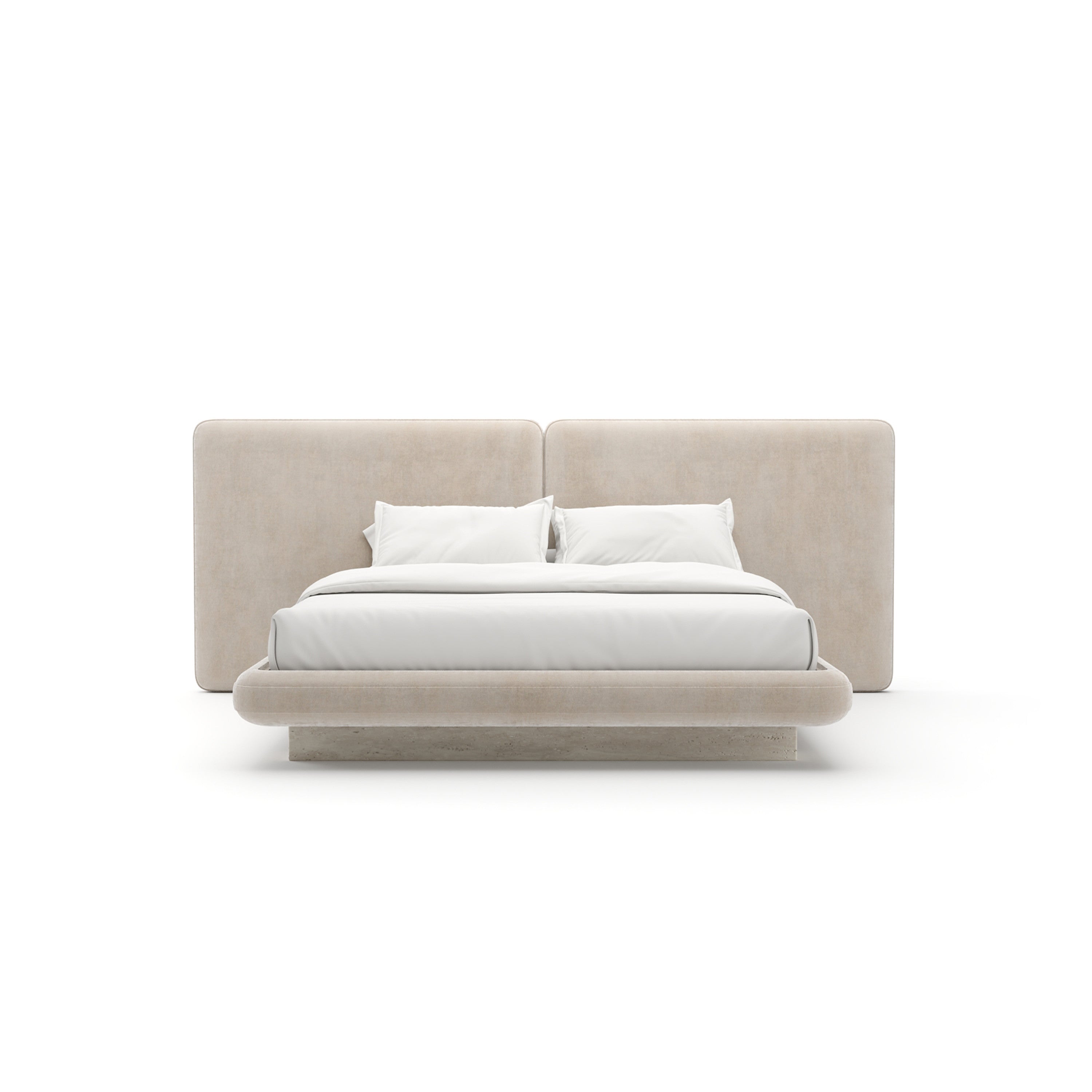 Overlap 2 Panel Upholstered King Bed in Ivory | Caracole