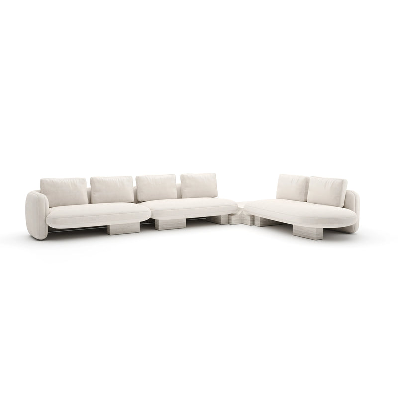Overlap L Bumper Sectional Ecru