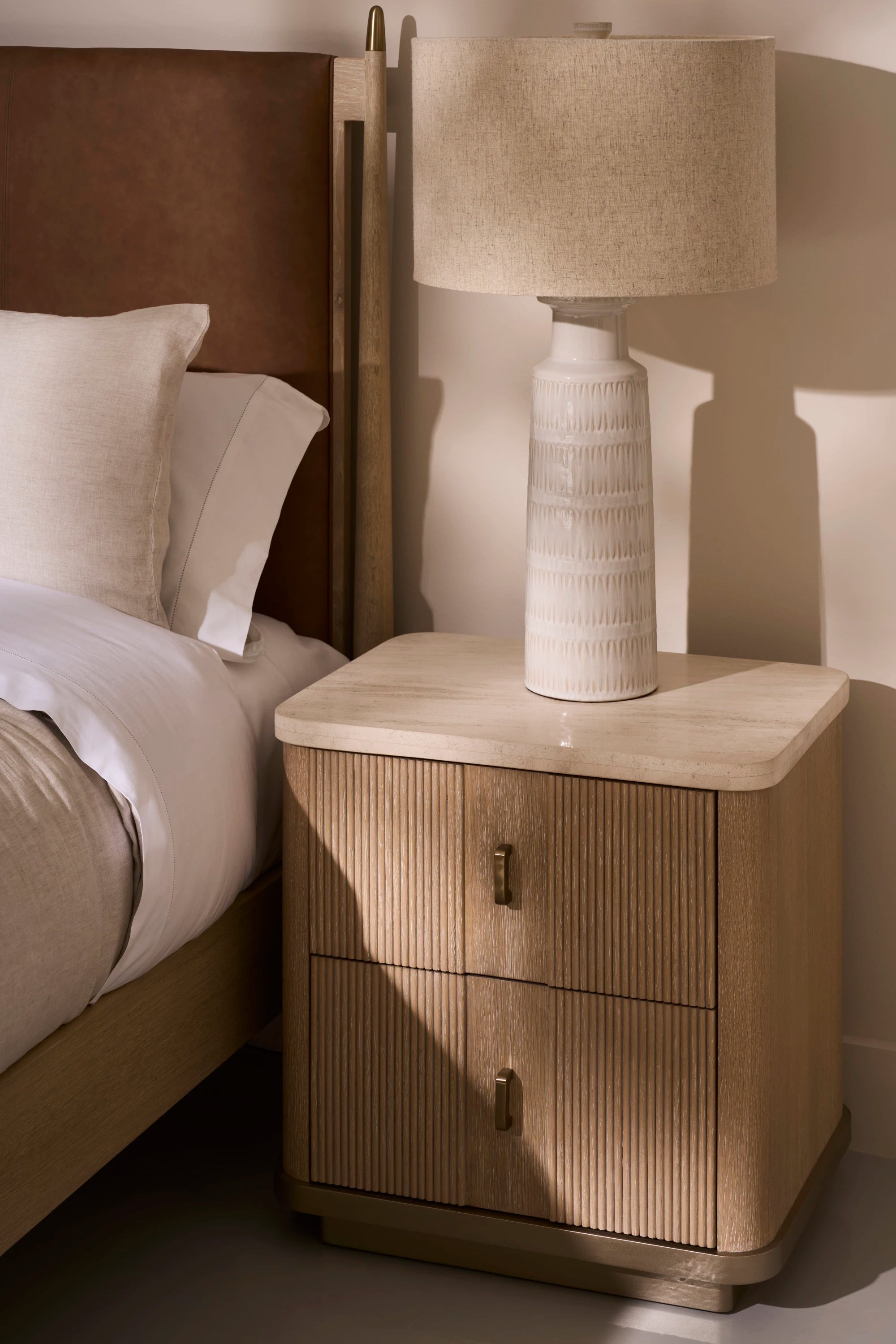 Rhythm Small Nightstand Light in room - angle 1