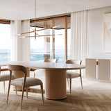 room with Rhythm Oval Stone Top Dining Tbl