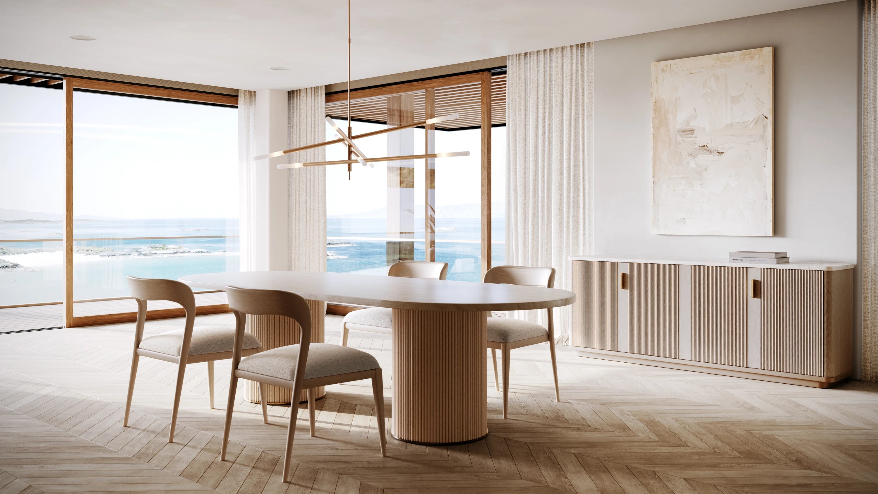 Rhythm  Oval Stone Top Dining Tbl in room - angle 3.0