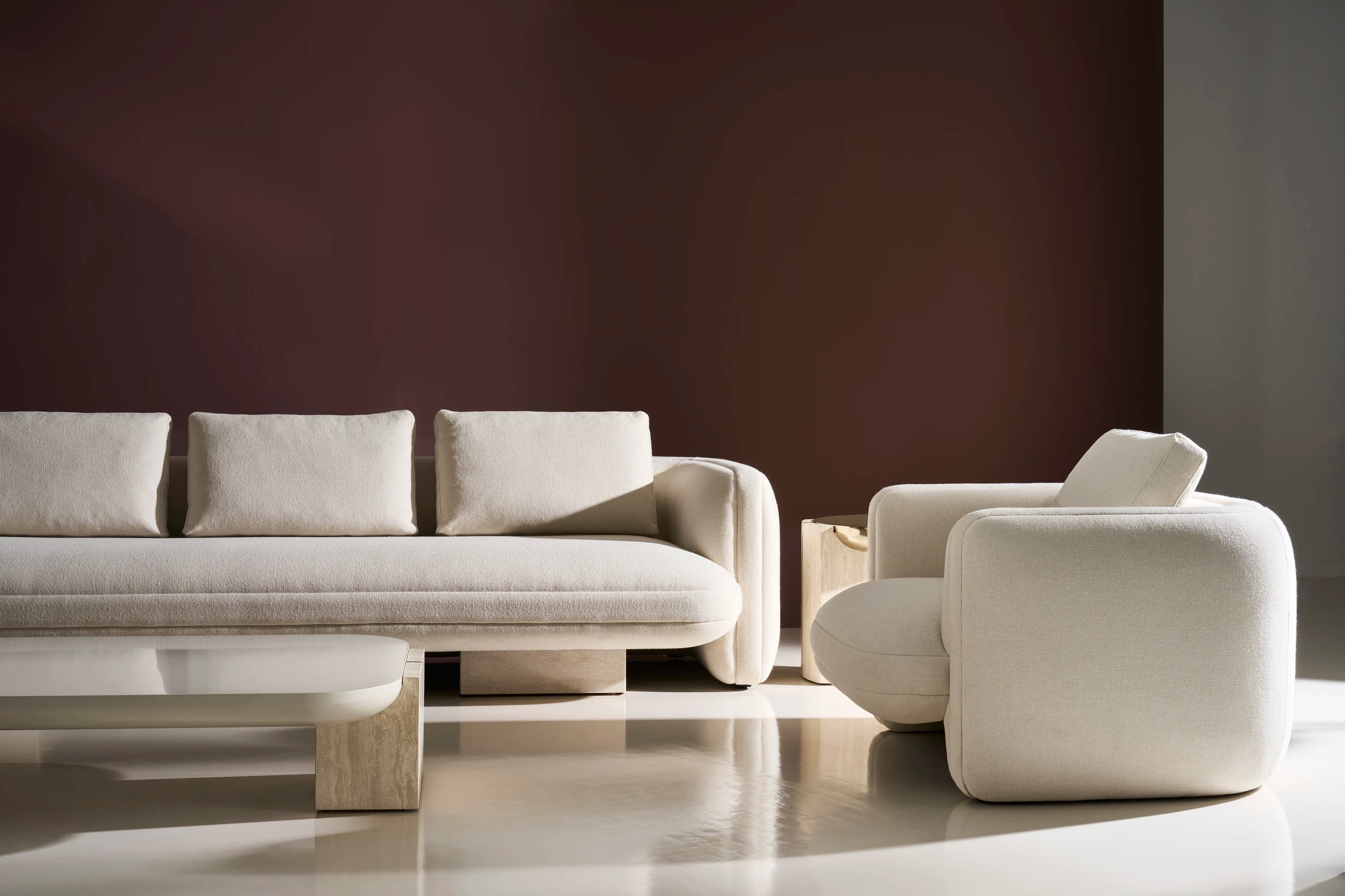 Overlap Sofa Ecru in room - angle 1