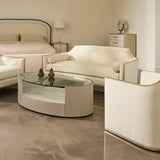 Love Oval Cocktail Table - Matte Pearl in room - angle 1