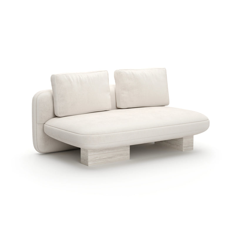 Overlap Armless Loveseat Ecru