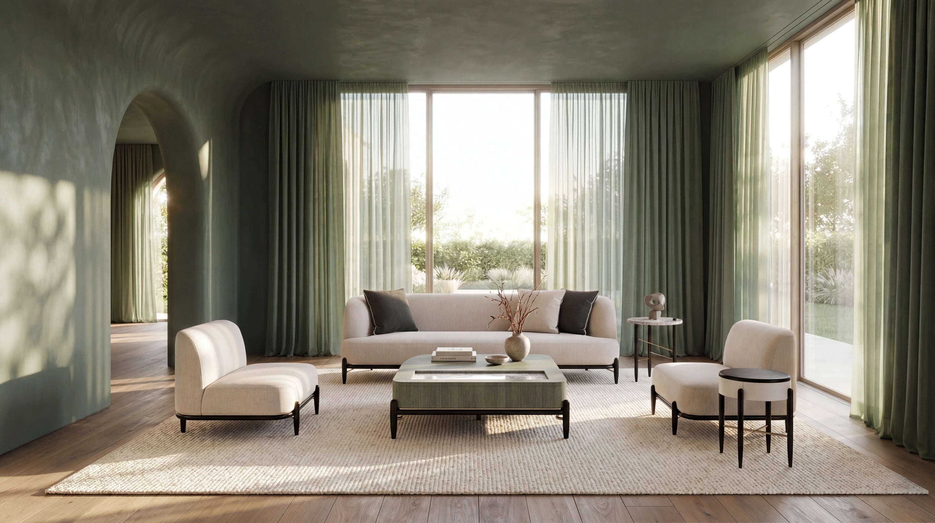 Madera Sofa - Oatmeal in room - angle 1