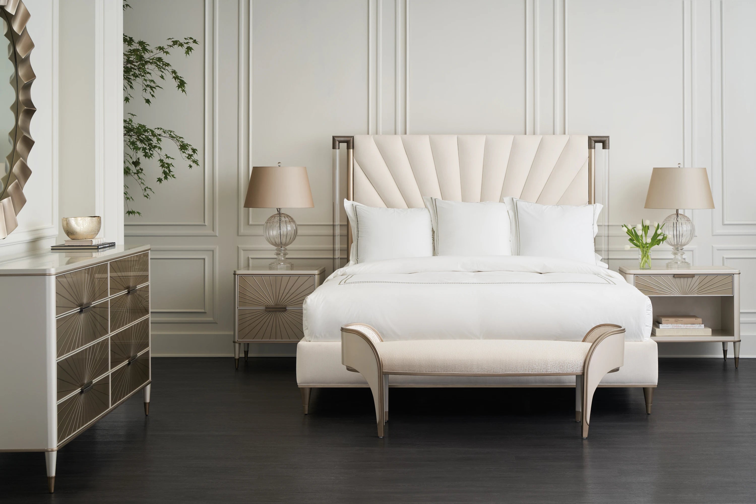 Valentina Uph Queen Bed in room - angle 1