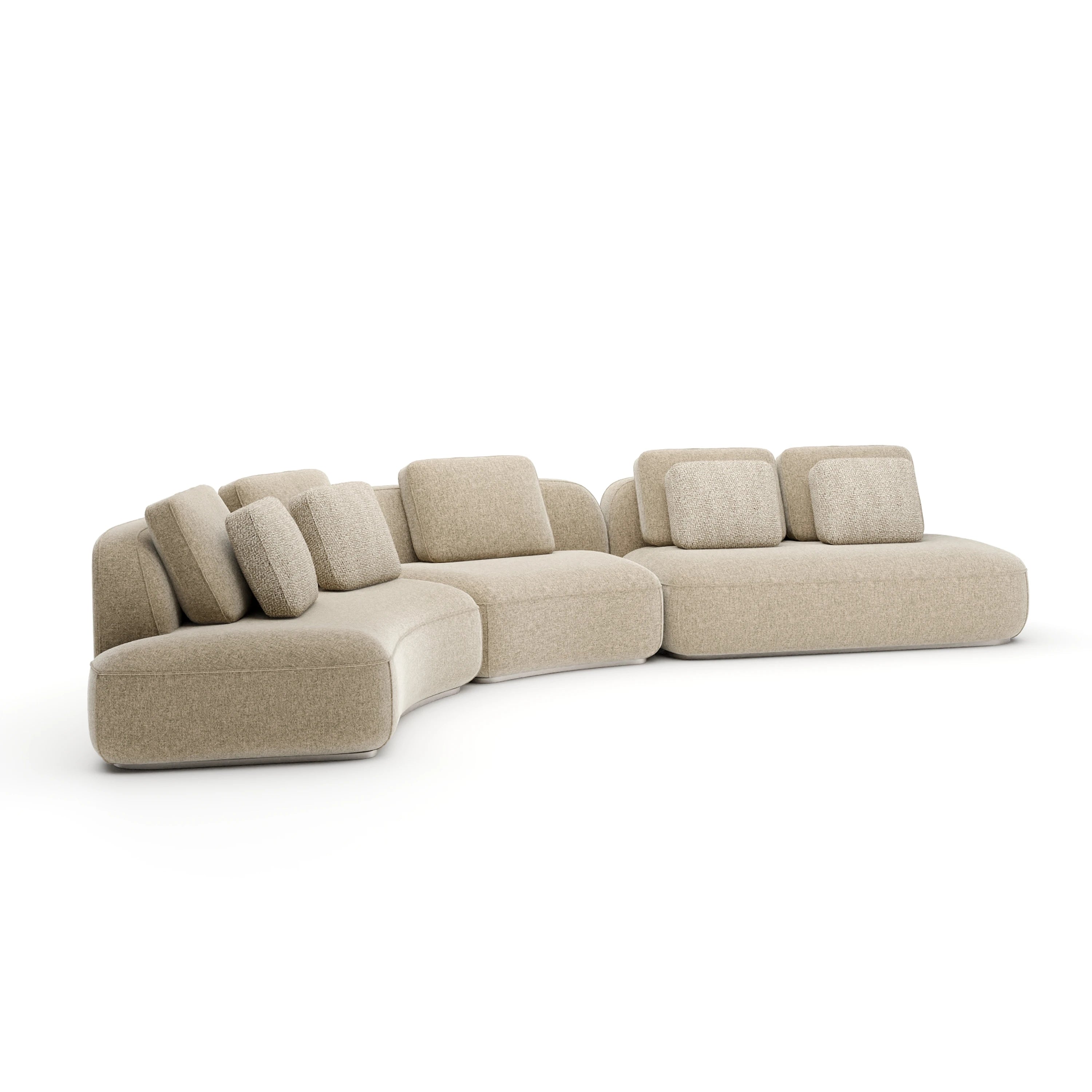 Sasso 3pc Curved Sofa - Oatmeal - primary image