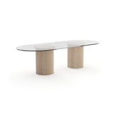 *Rhythm Oval Glass Top Dining Table - angle 1