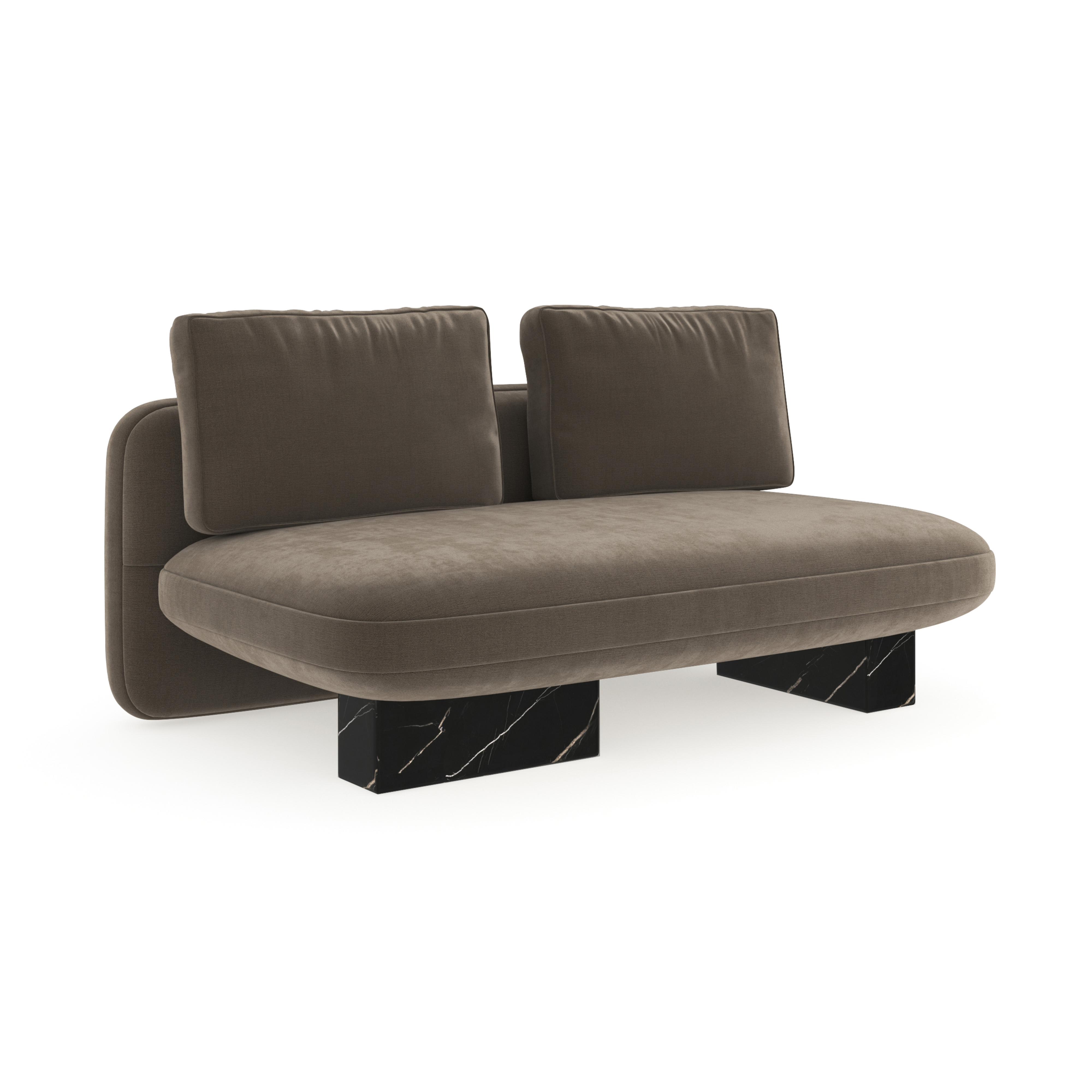 Overlap Armless Loveseat Dk Taupe