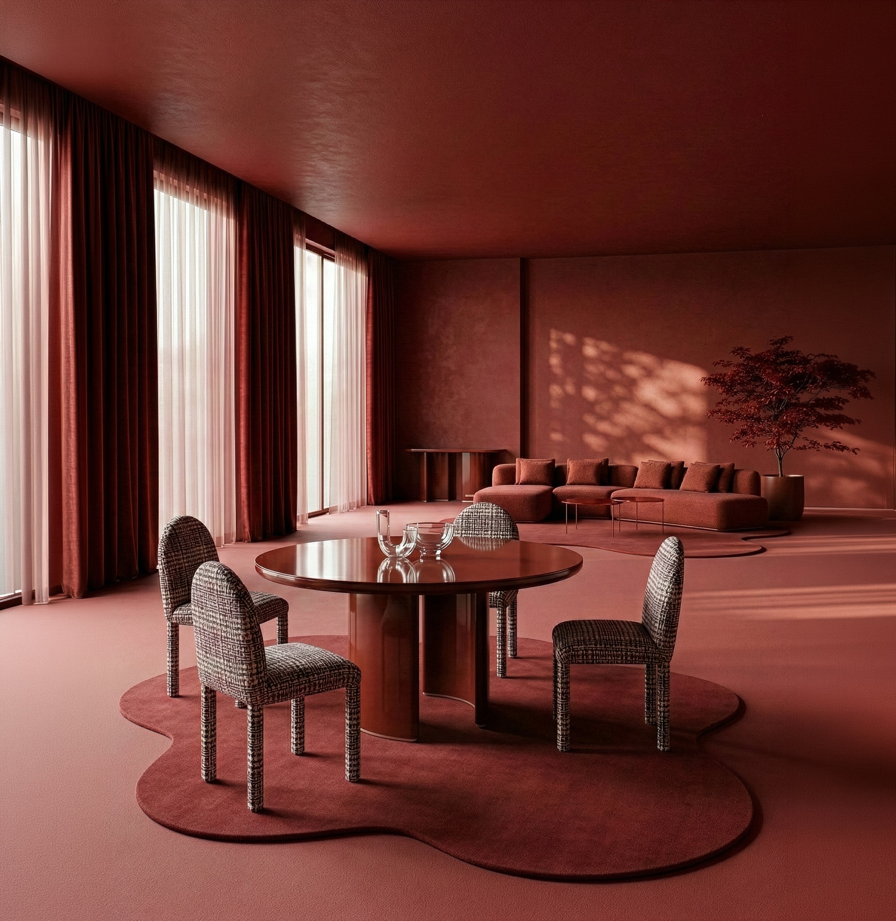 Tobie Round Dining Table - Rouge in room - angle 1