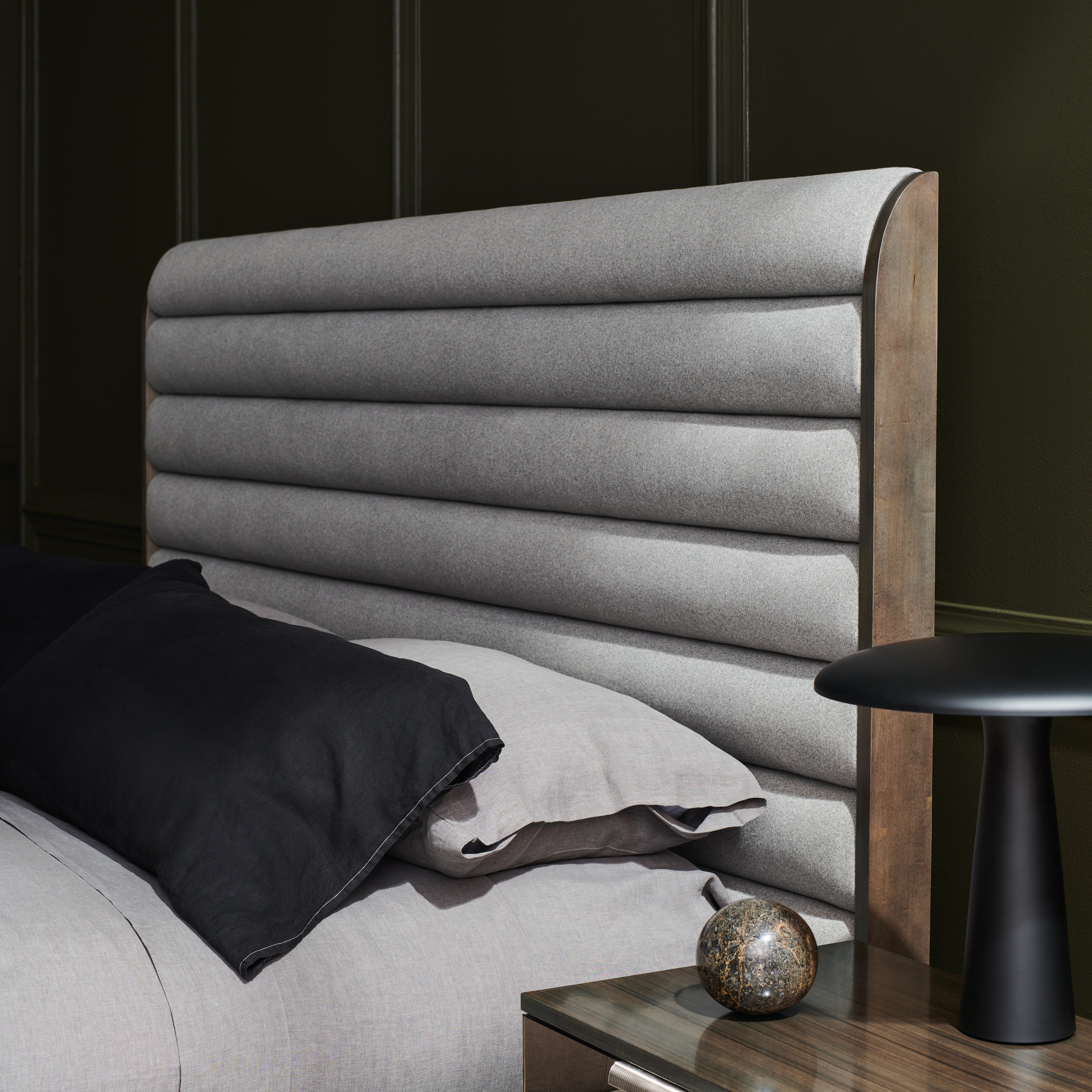 detail of La Moda Uph Panel Bed - King