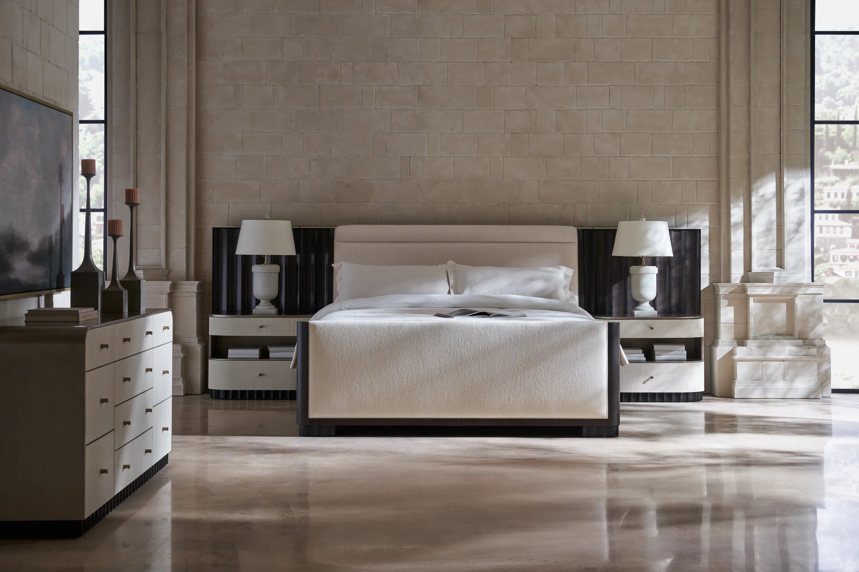 Slow Wave Qn Bed W/Wings in room - angle 1