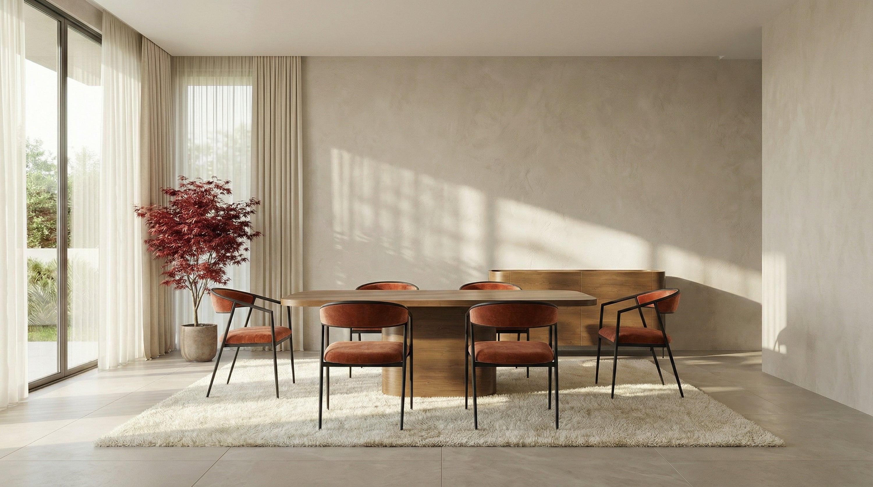 Atom Dining Table - Chocolate Nougat in room - angle 5.0