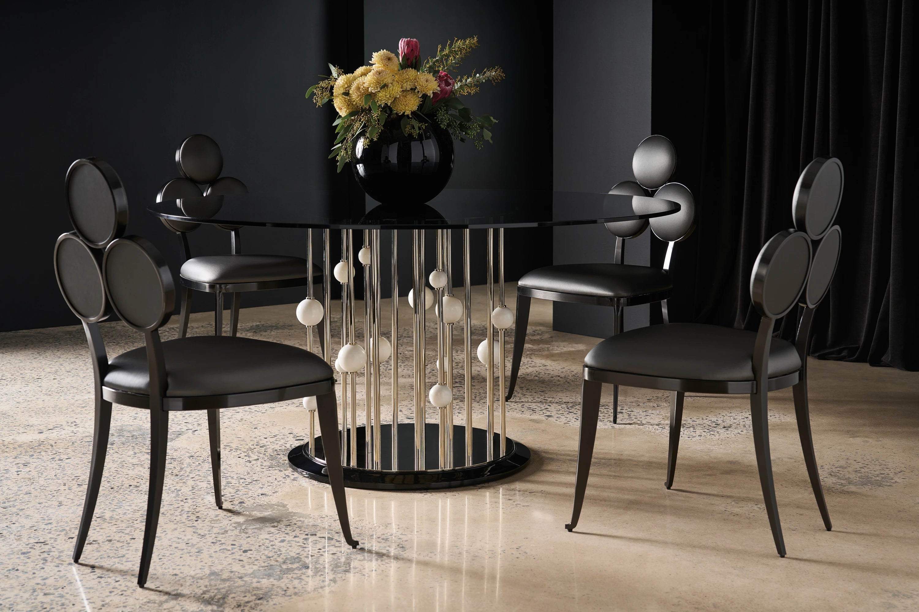 Orbit Dining Table Base in room - angle 1