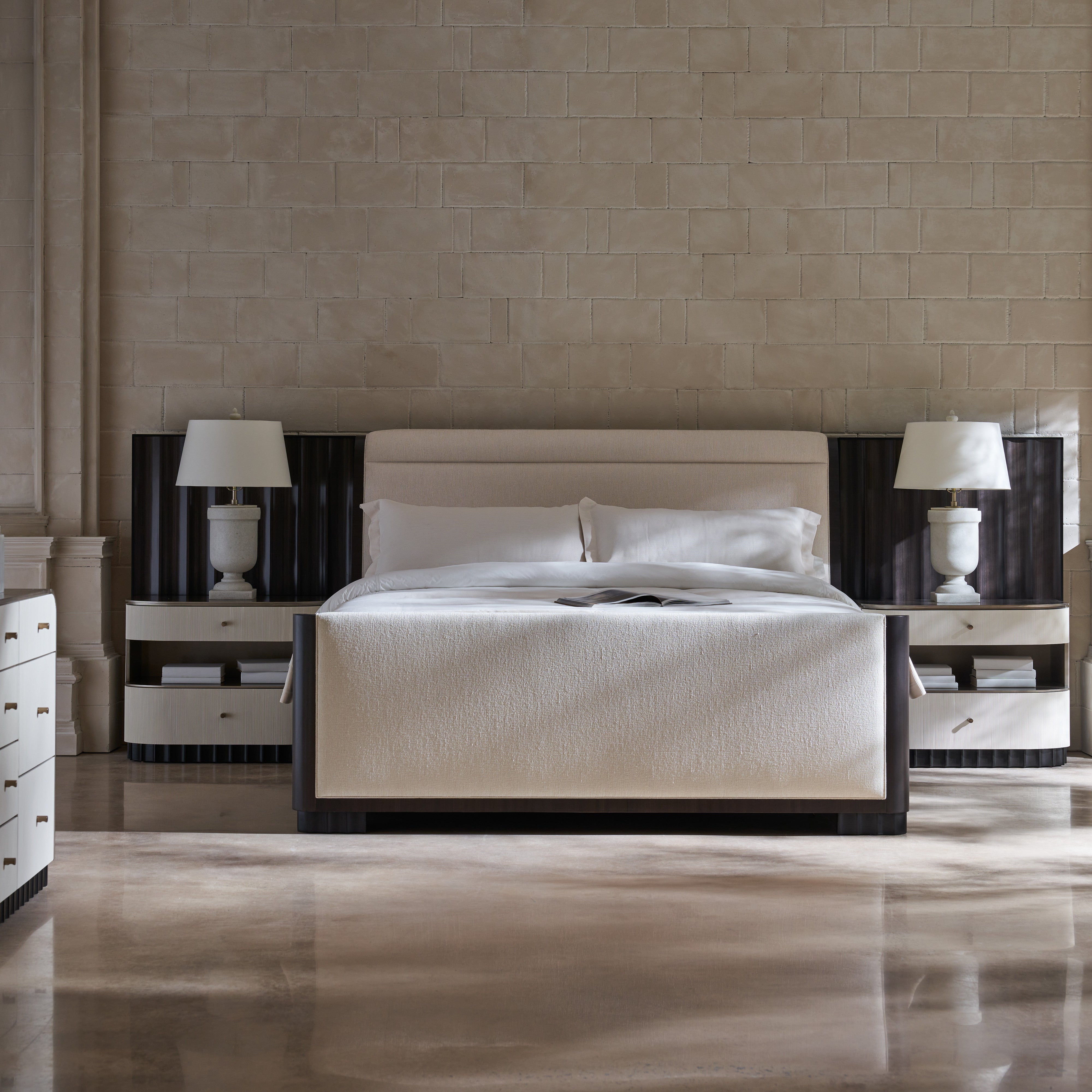 Slow Wave Qn/Kg Bed Wing Panels in room - angle 1