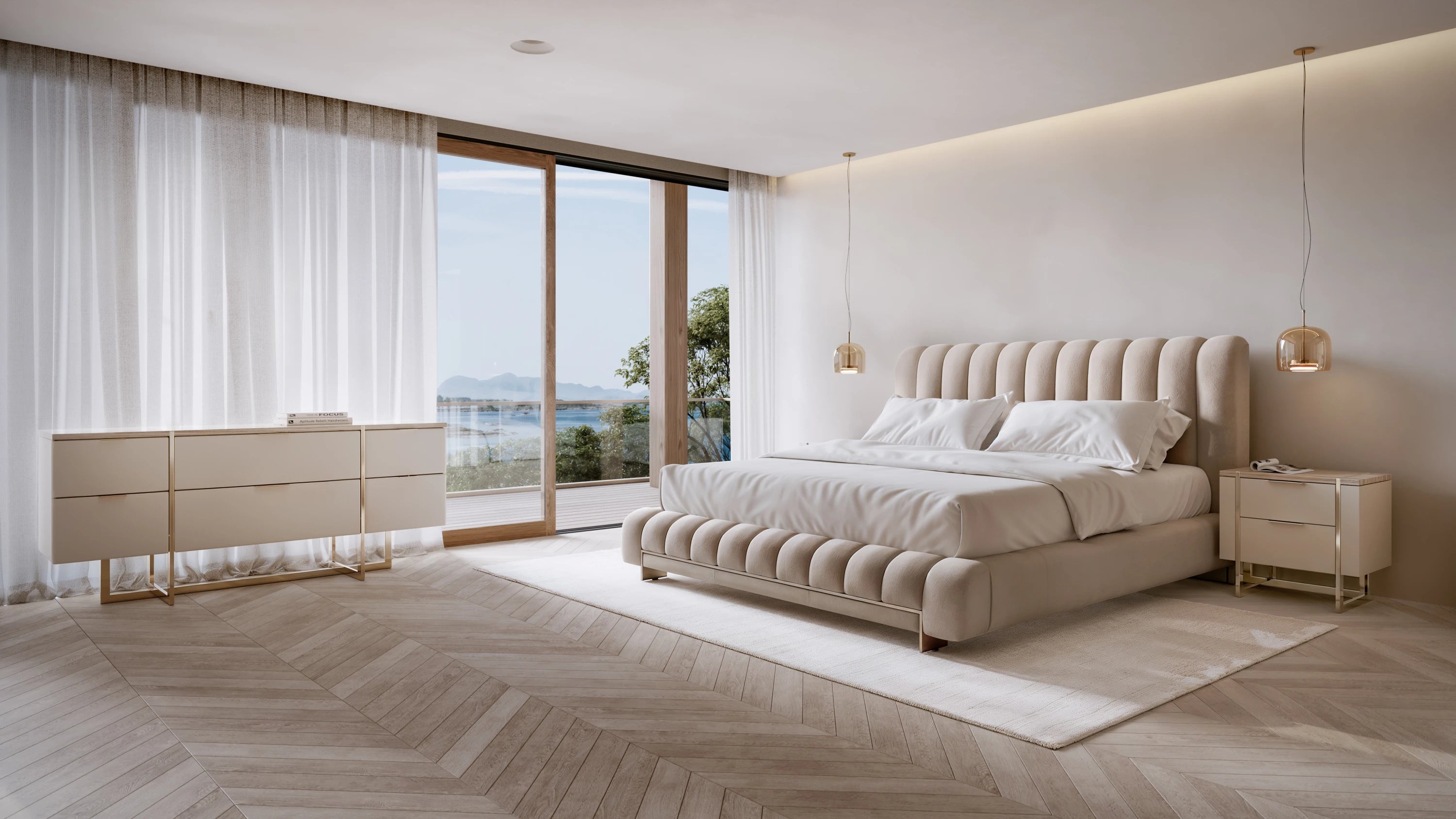 Well Balanced Kg Bed Ecru in room - angle 3.0