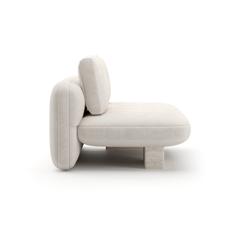 Overlap Armless Loveseat Ecru