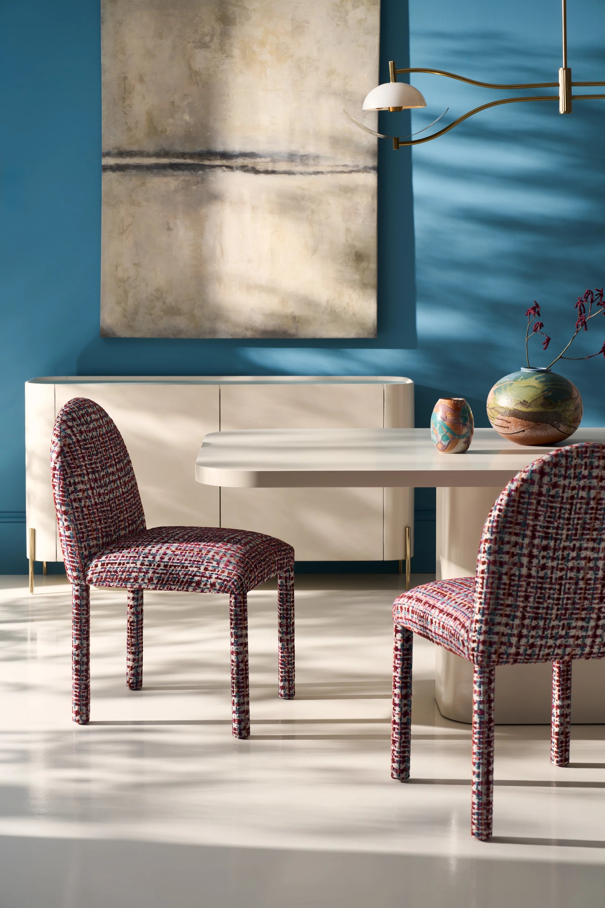 Atom Dining Table - Latte in room - angle 5.0