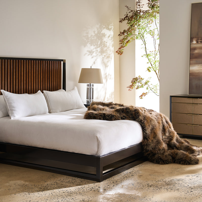 Pinstripe Slatted Bed Dark - Kg