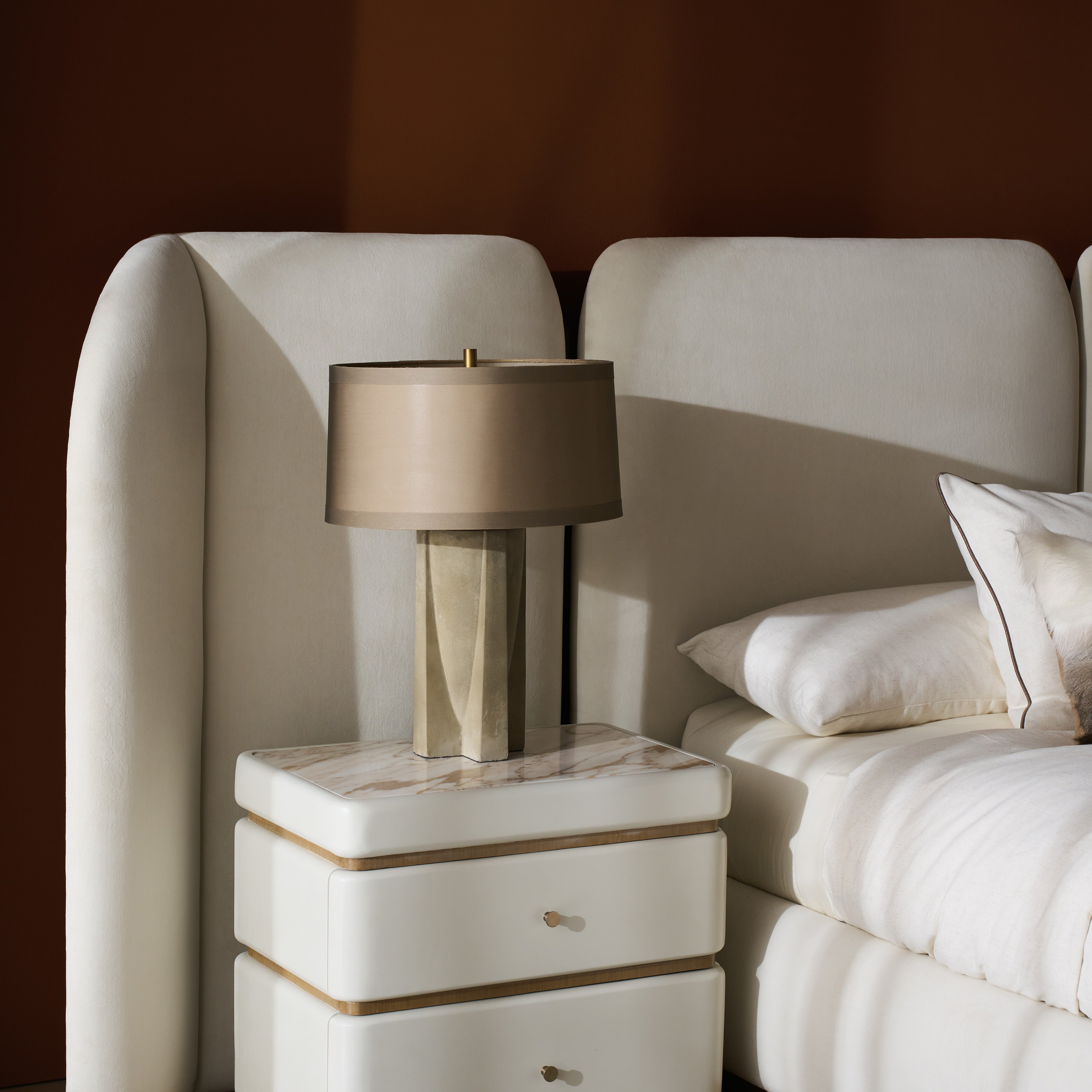 Milos Nightstand in room - angle 1