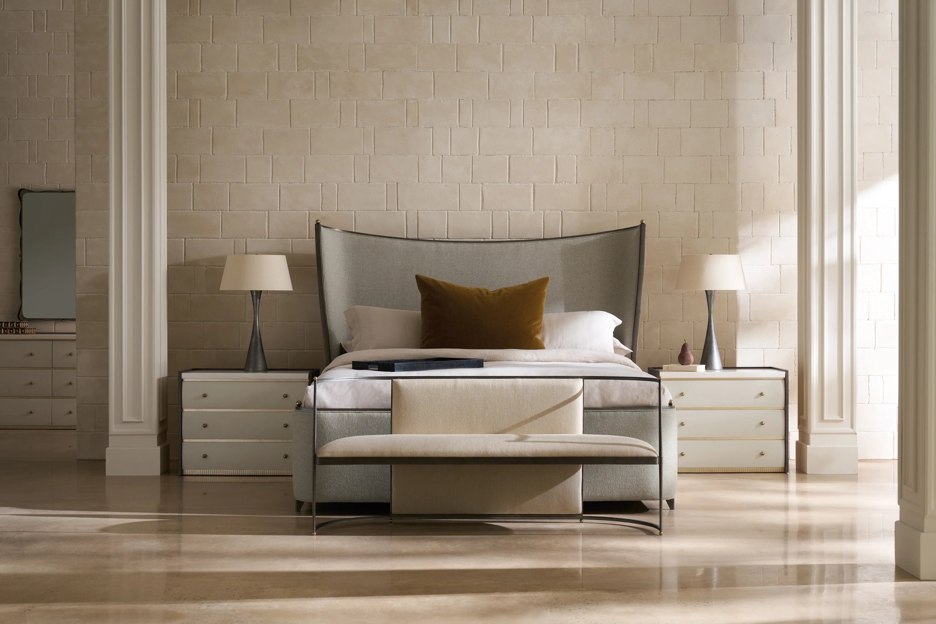 Avignon Bronze Nightstand in room - angle 1