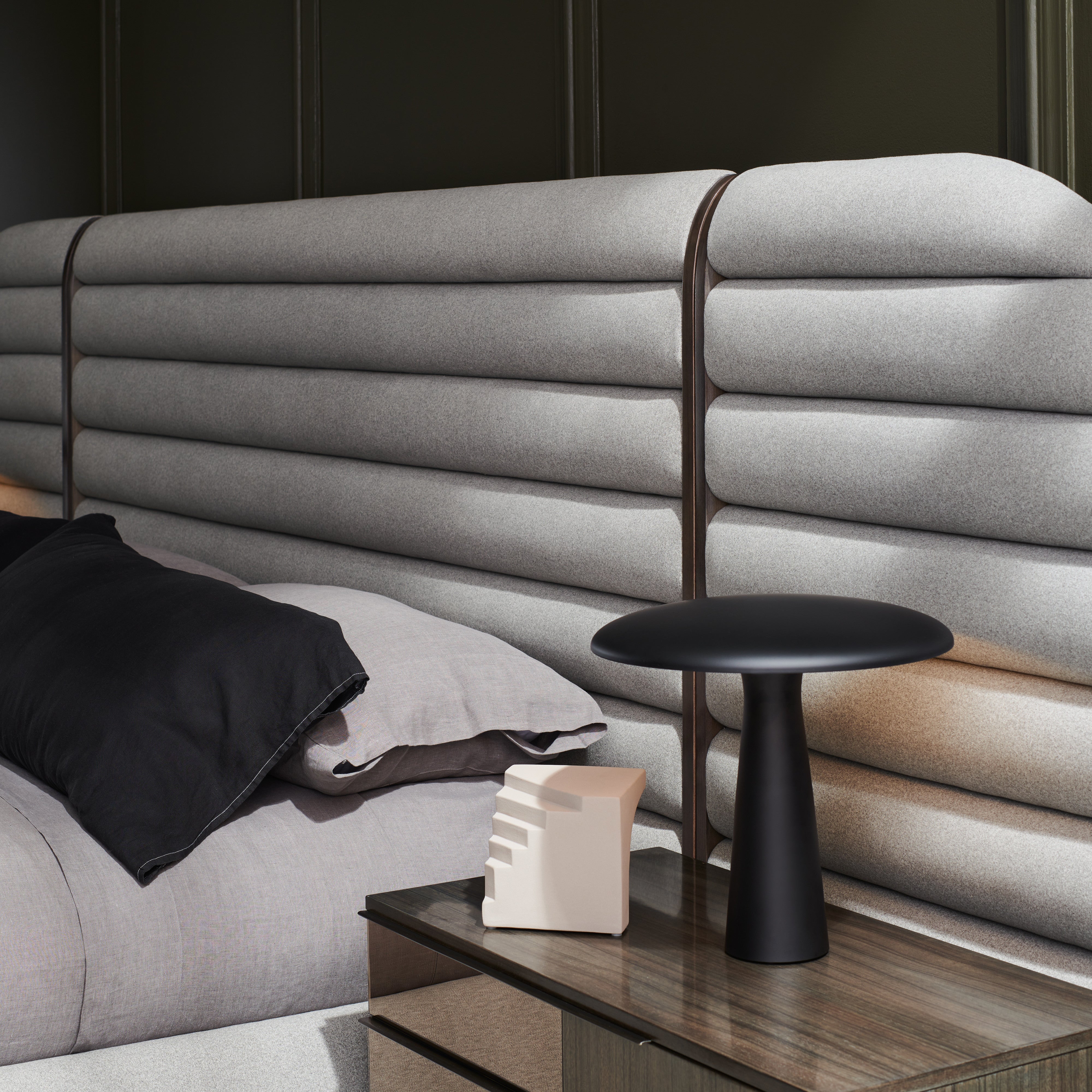 detail of La Moda Uph Bed Side Panels